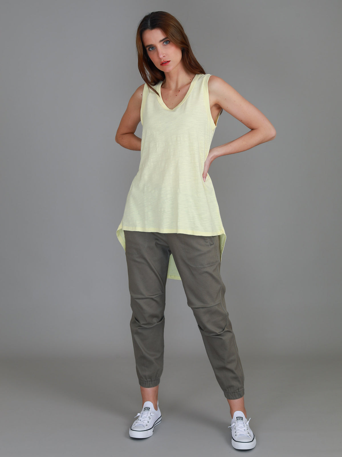 yellow hi lo hem tank