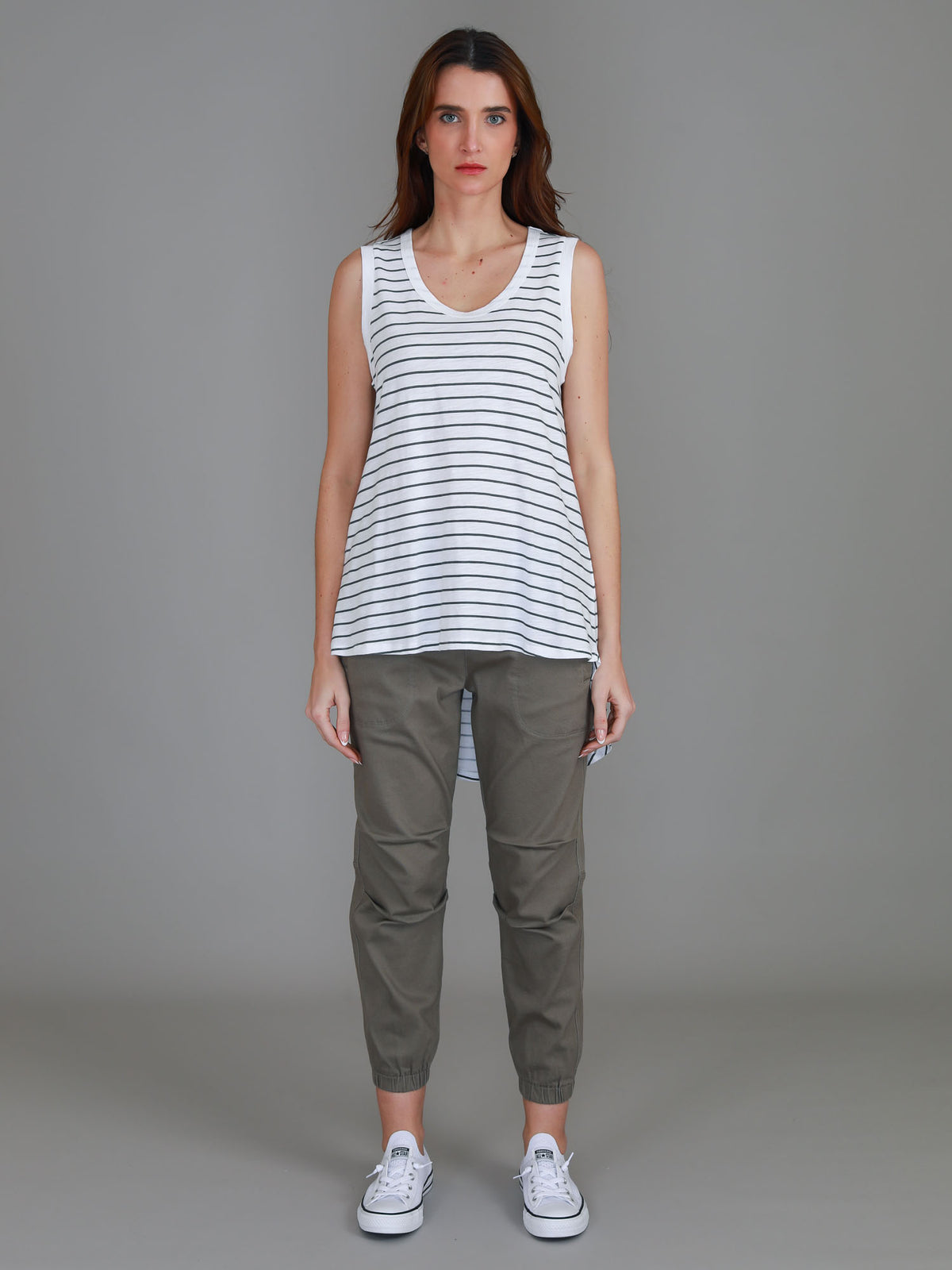 stripe hi lo singlet
