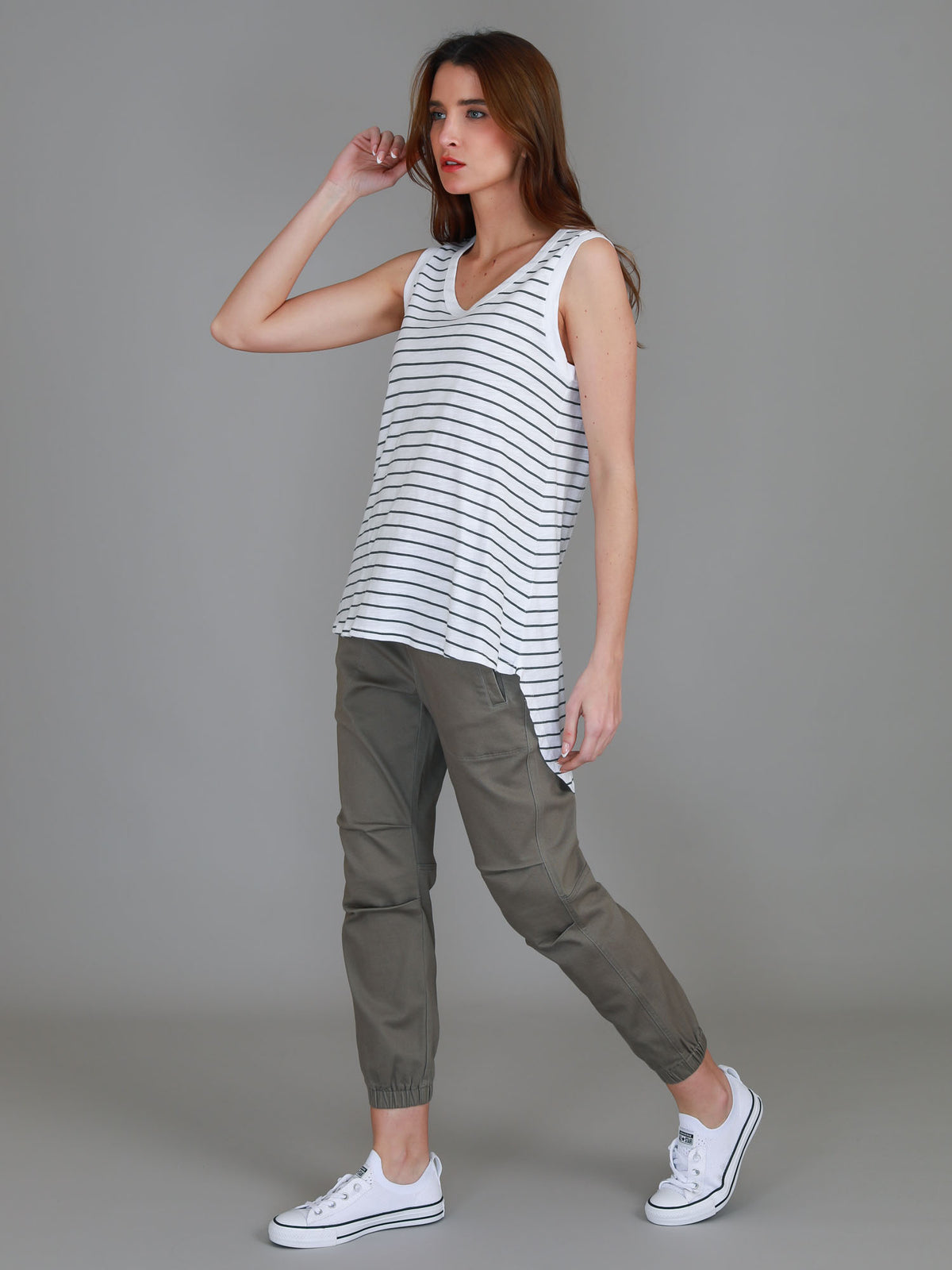 stripe sleeveless tank