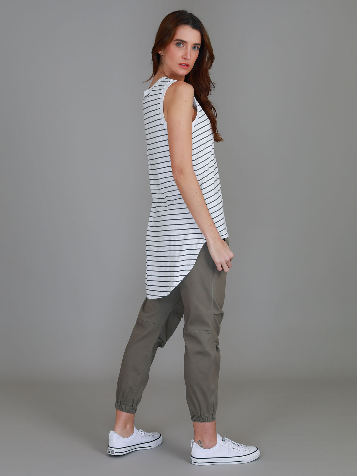 stripe crew neck tank