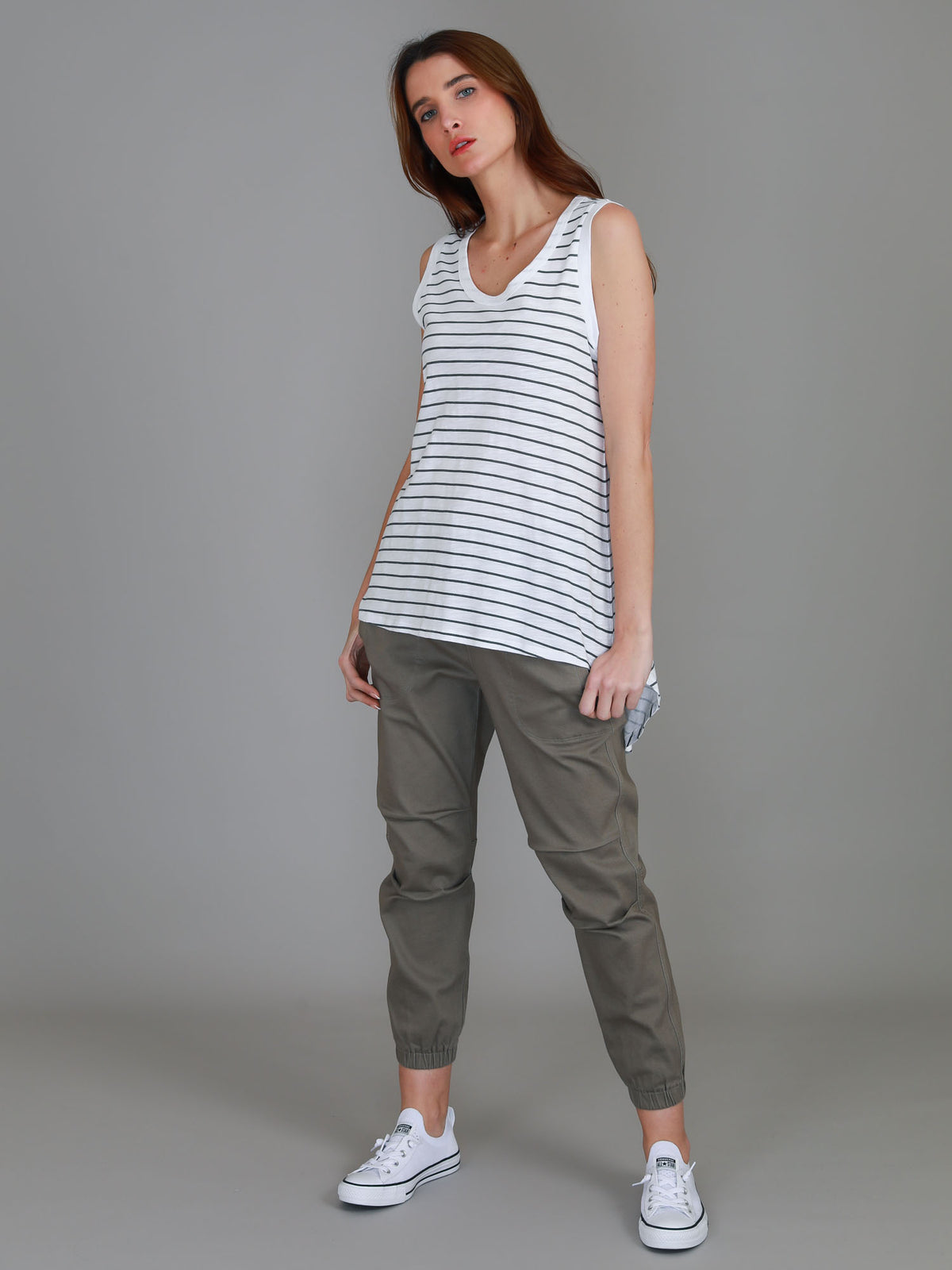navy stripe hi lo tank
