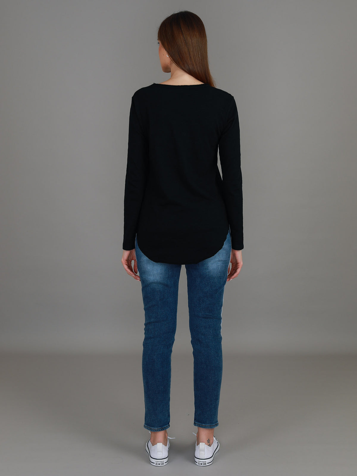 black longline v neck top