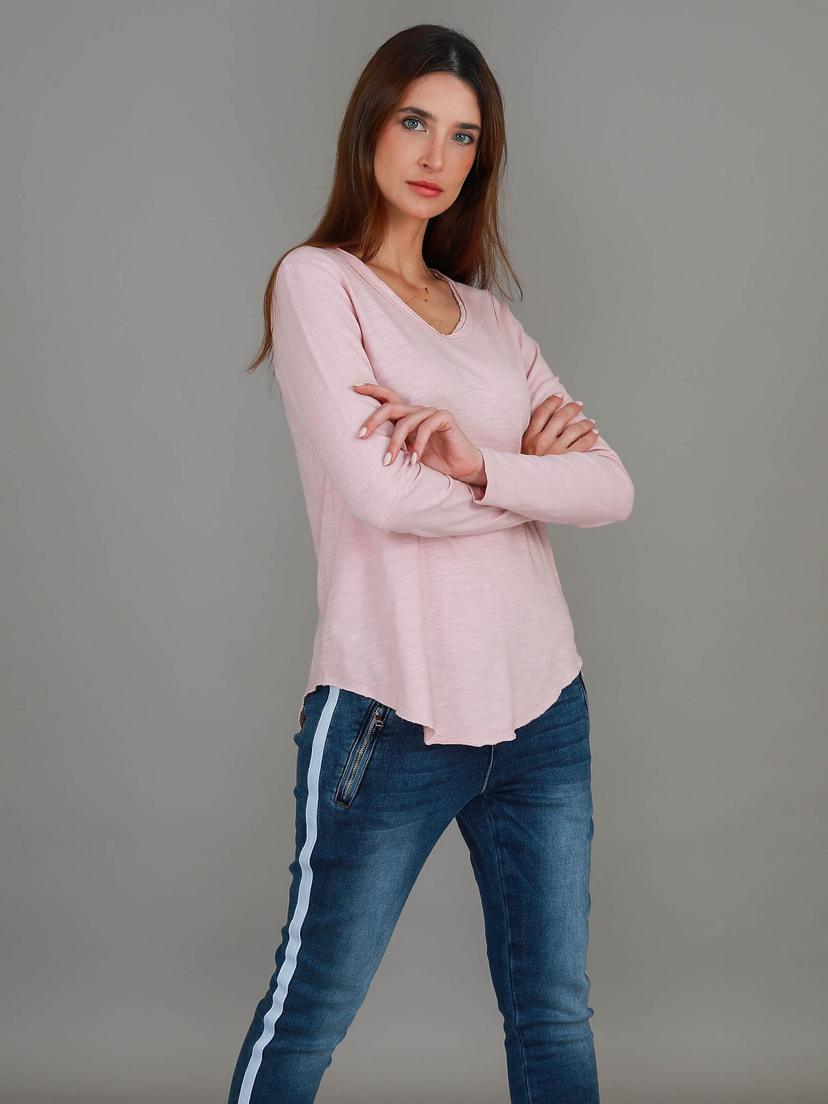 blush marle v neck tee