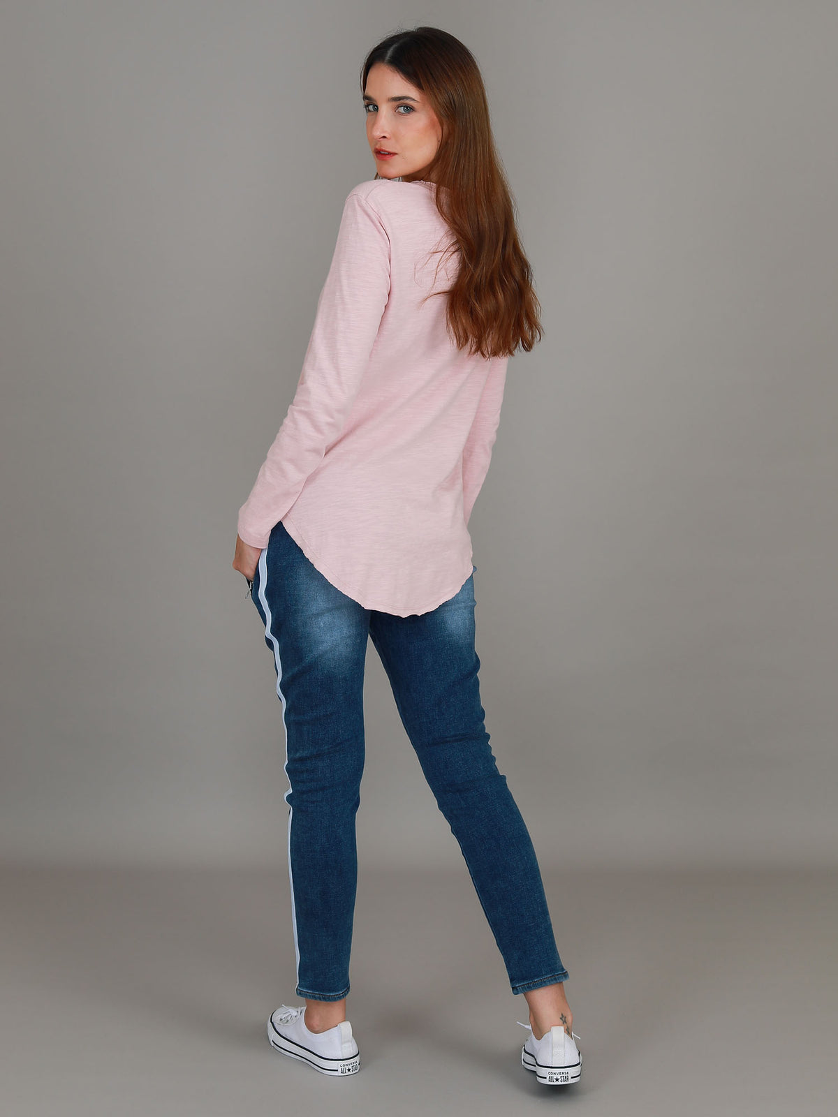 blush longline v neck tee
