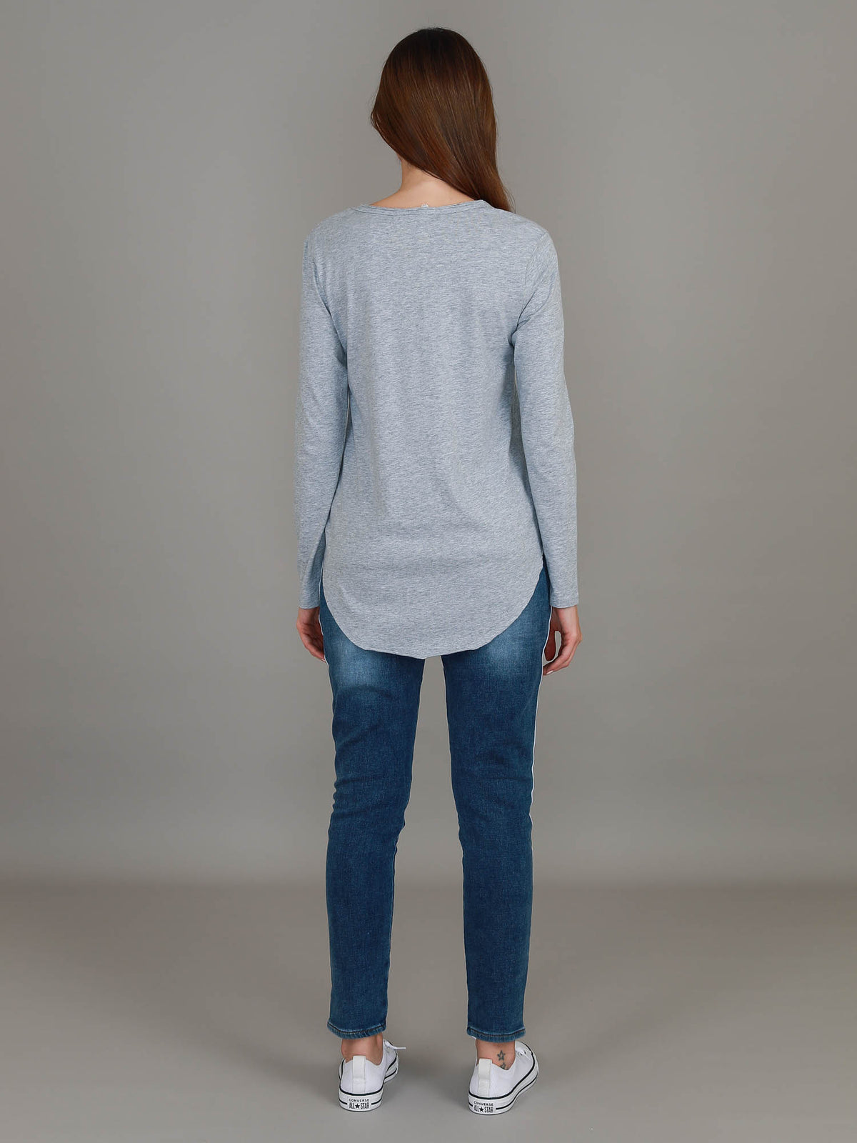 grey marle longline v neck
