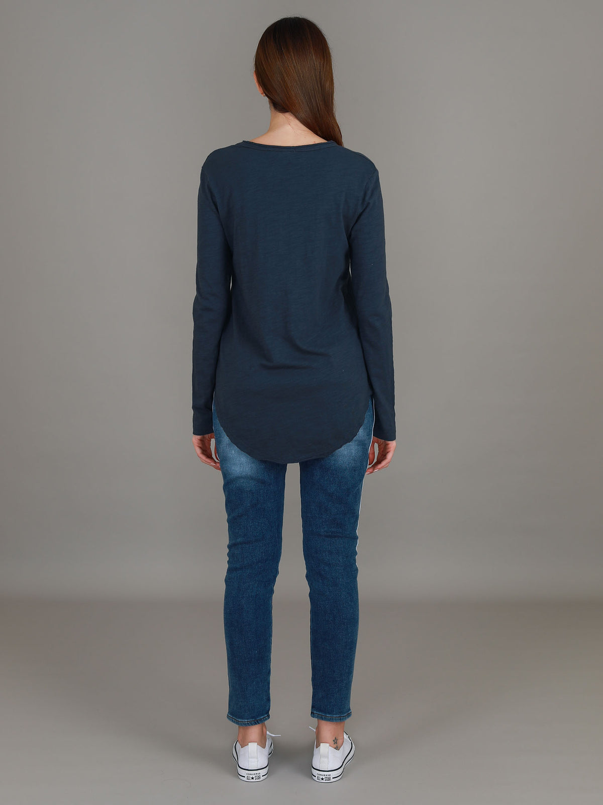 indigo longline v neck top