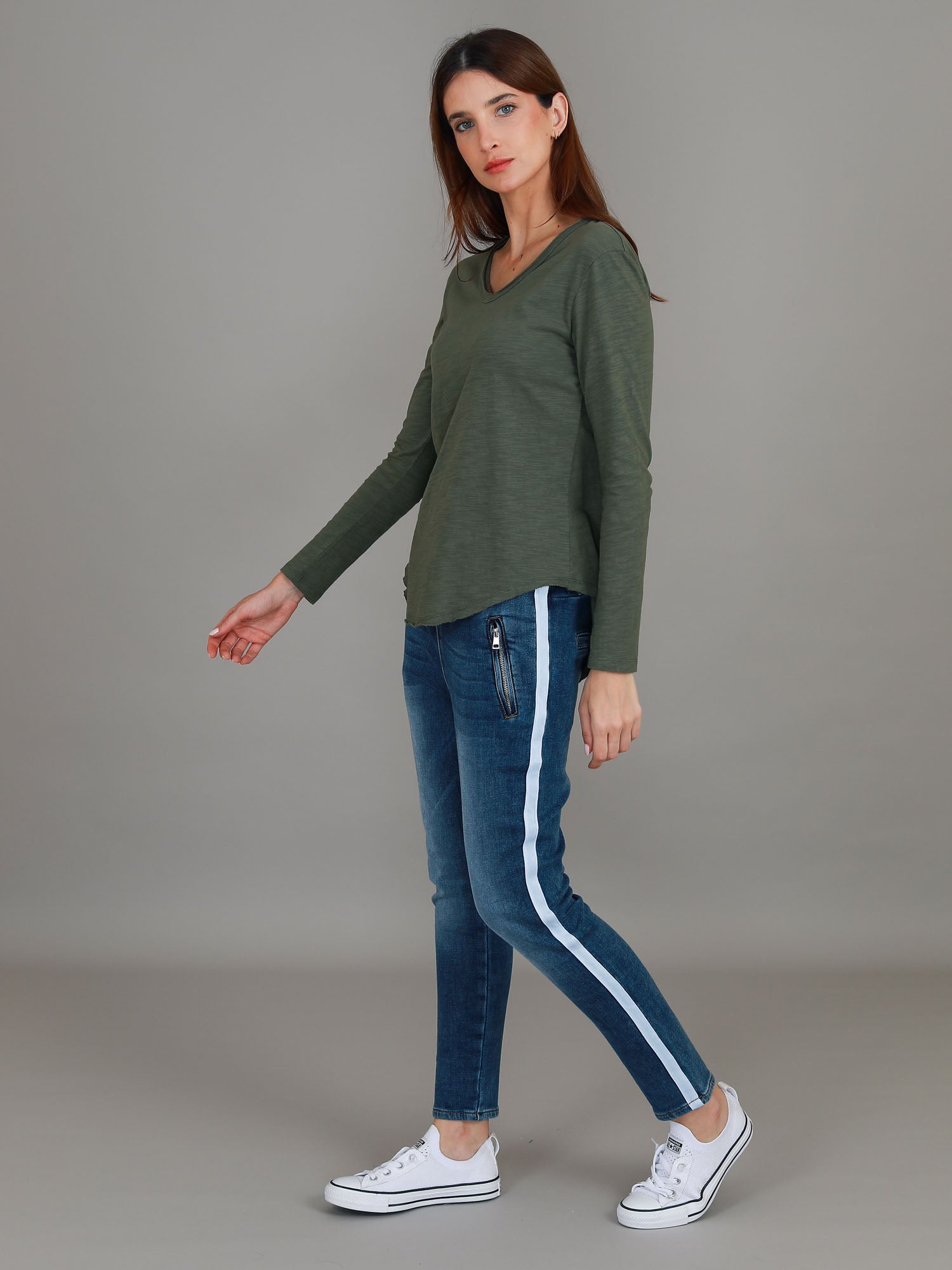 long tshirt for women #color_khaki