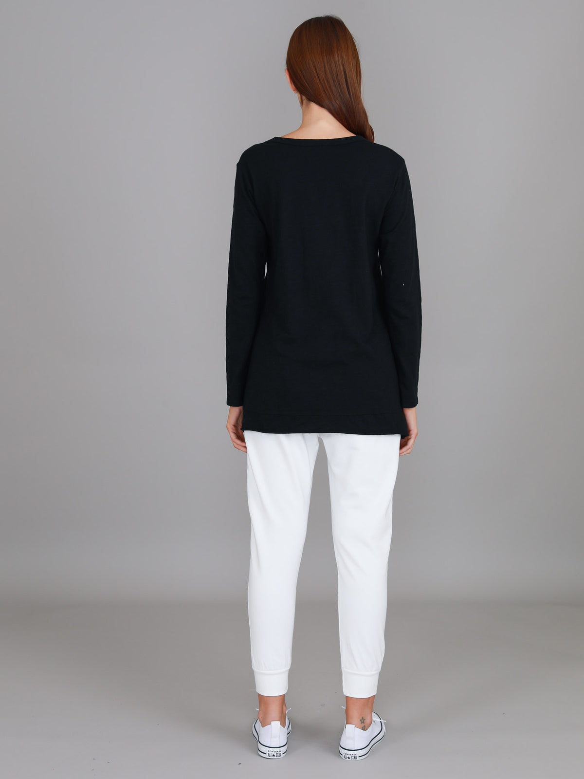 black long sleeve v neck slub