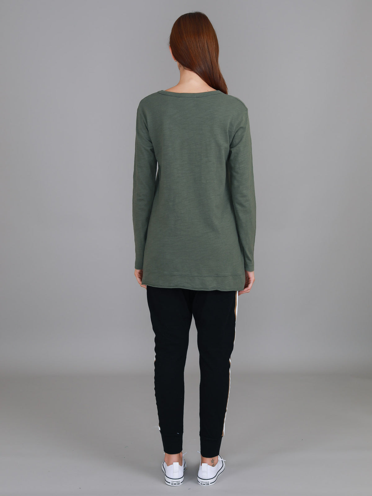 khaki long sleeve slub tee