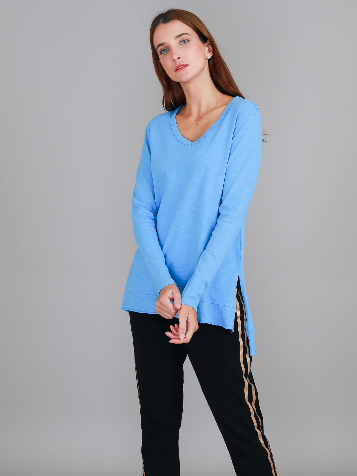 pacific blue v neck longline tee