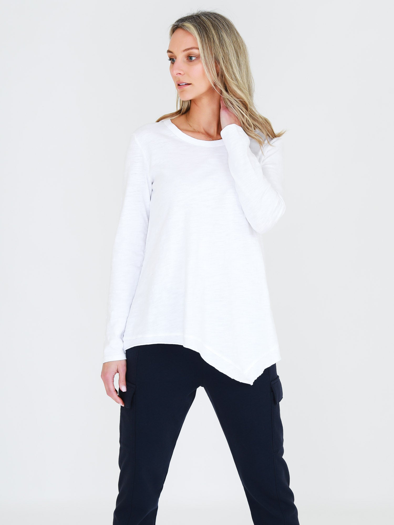 Asymmetrical Long Sleeve Top #color_white