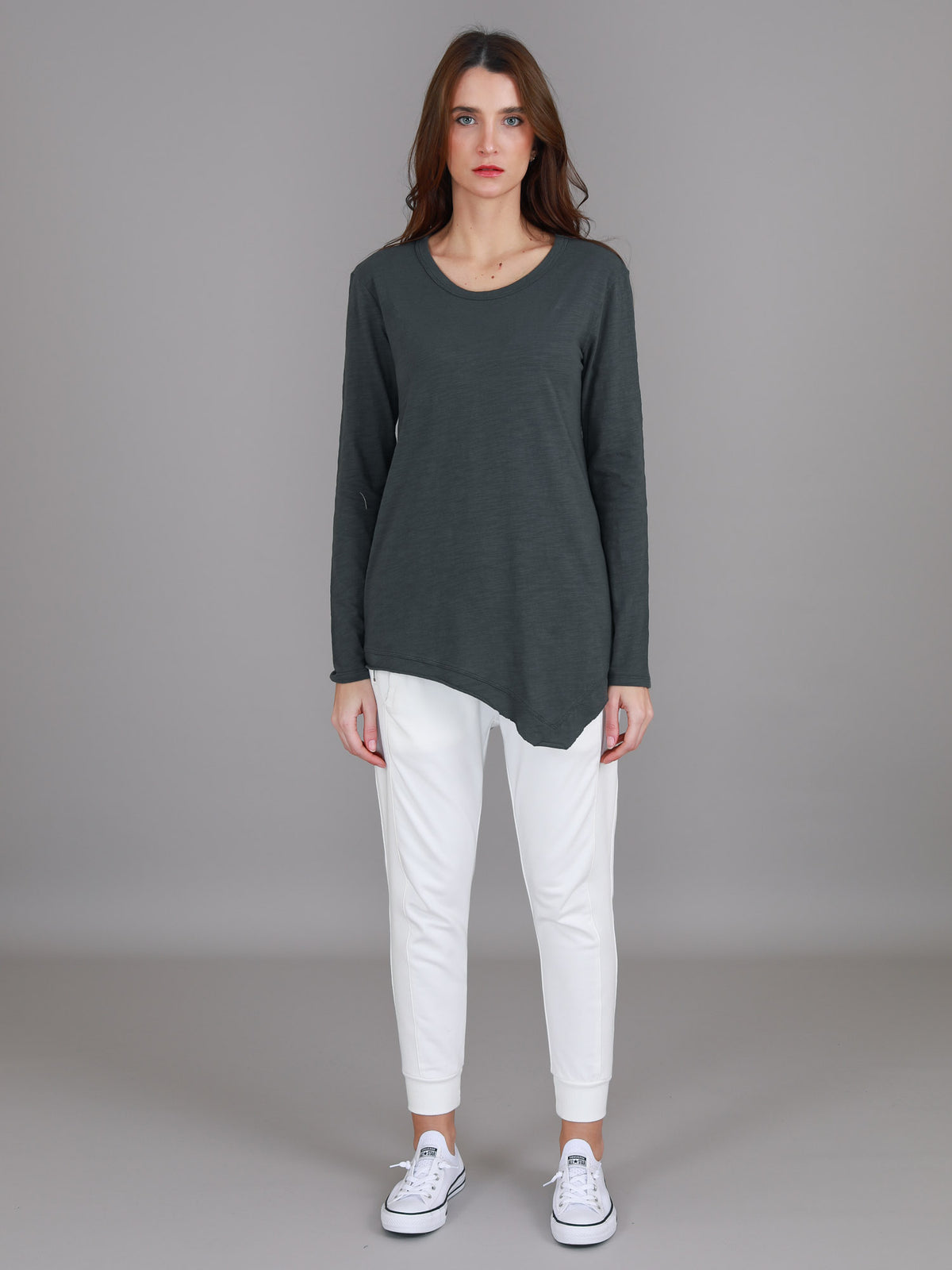 charcoal angled hem tee