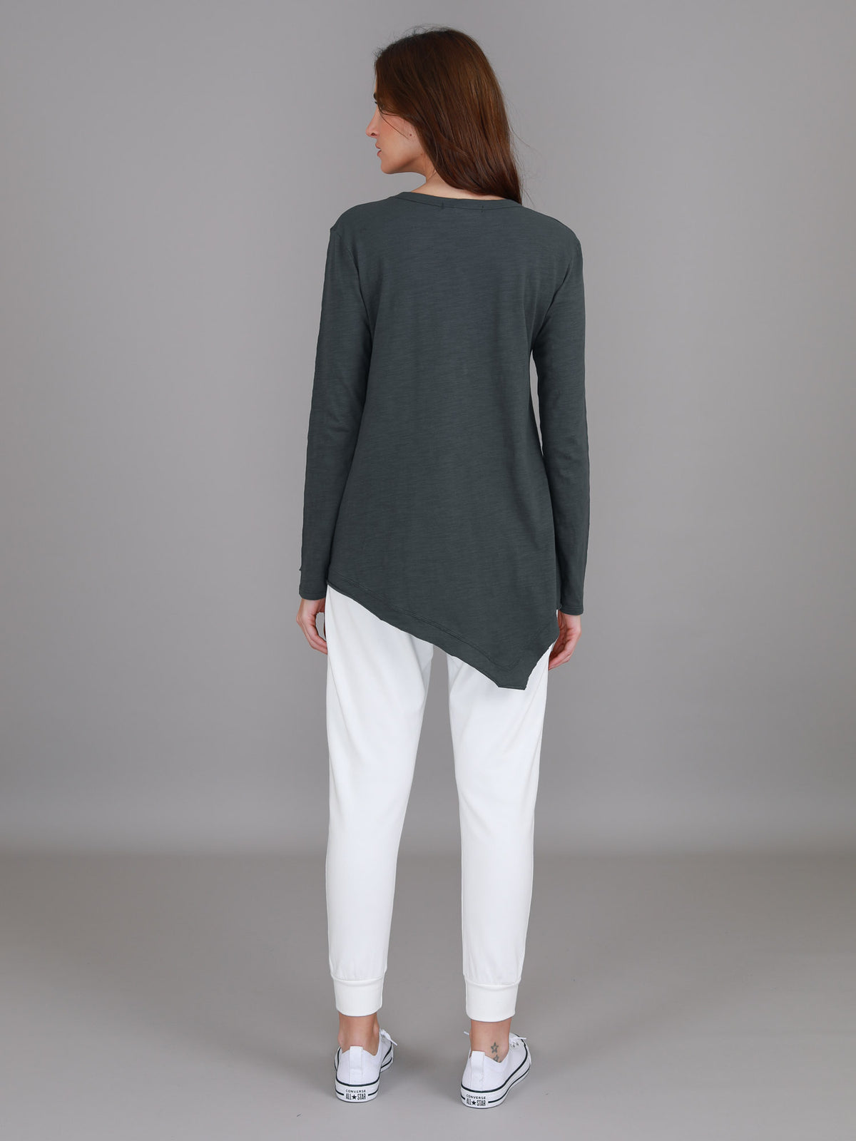charcoal scoop neck long sleeve tee