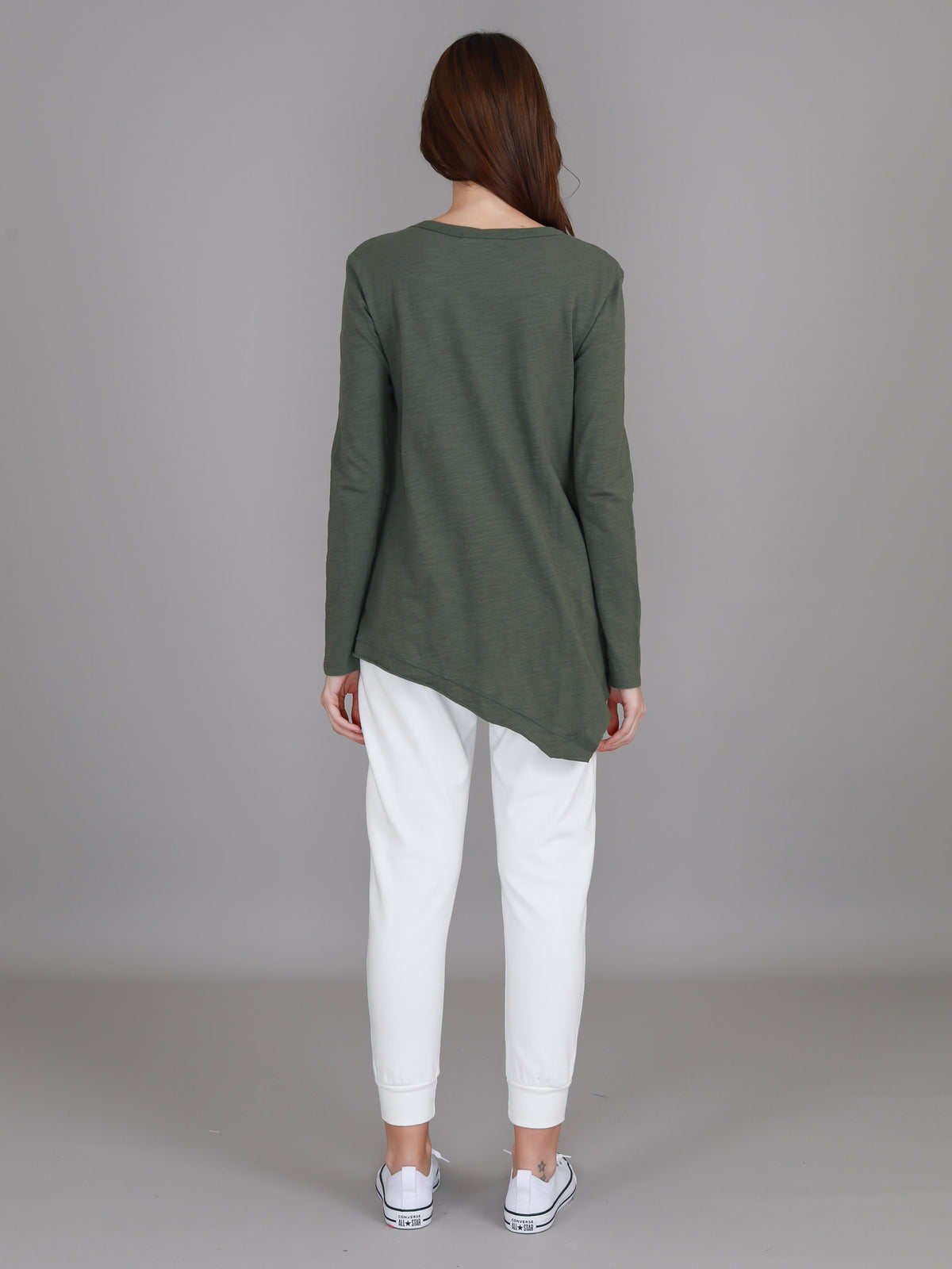 green scoop neck long sleeve tee