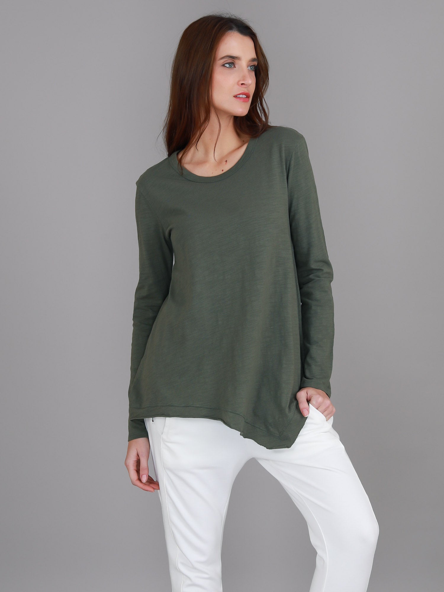 green long sleeve top #color_khaki