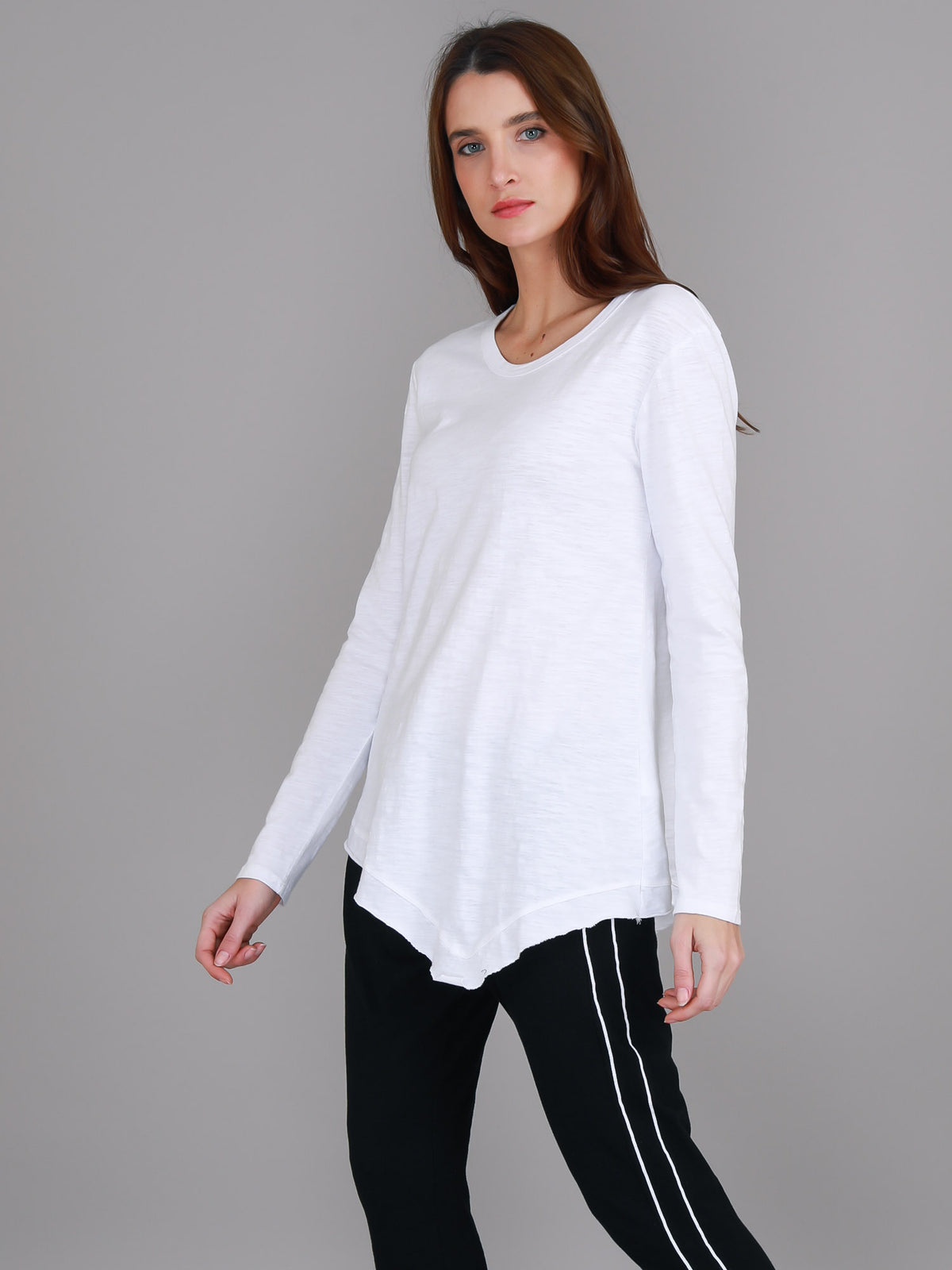 white scoop long sleeve tee
