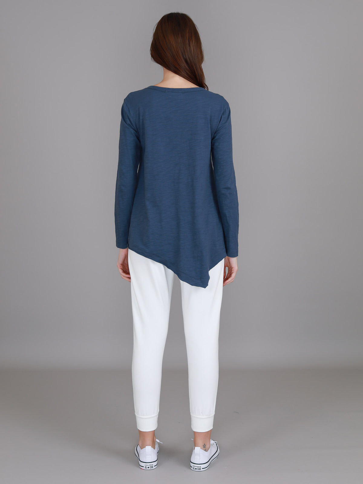 indigo scoop neck long sleeve tee