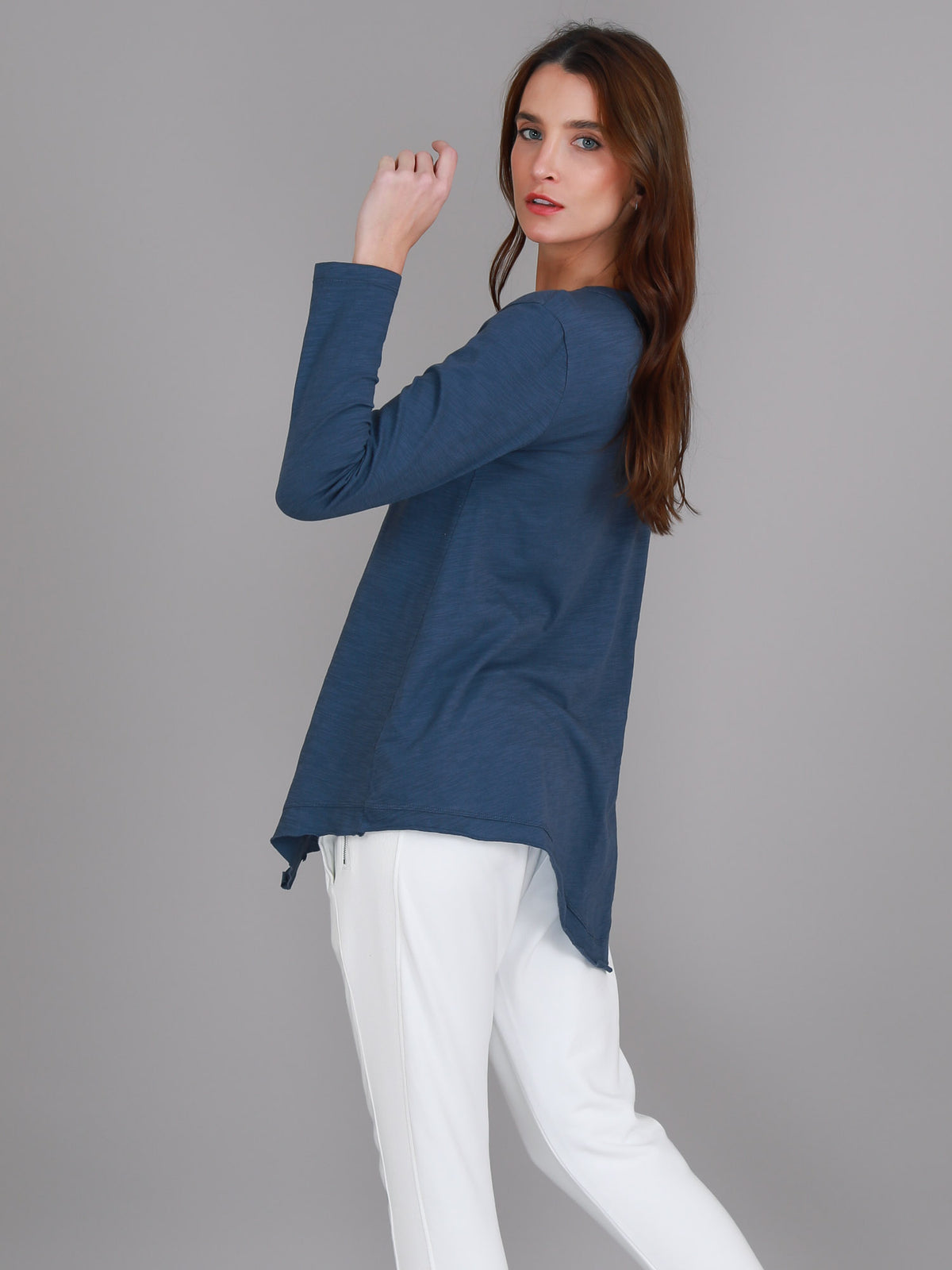 indigo scoop long sleeve tee