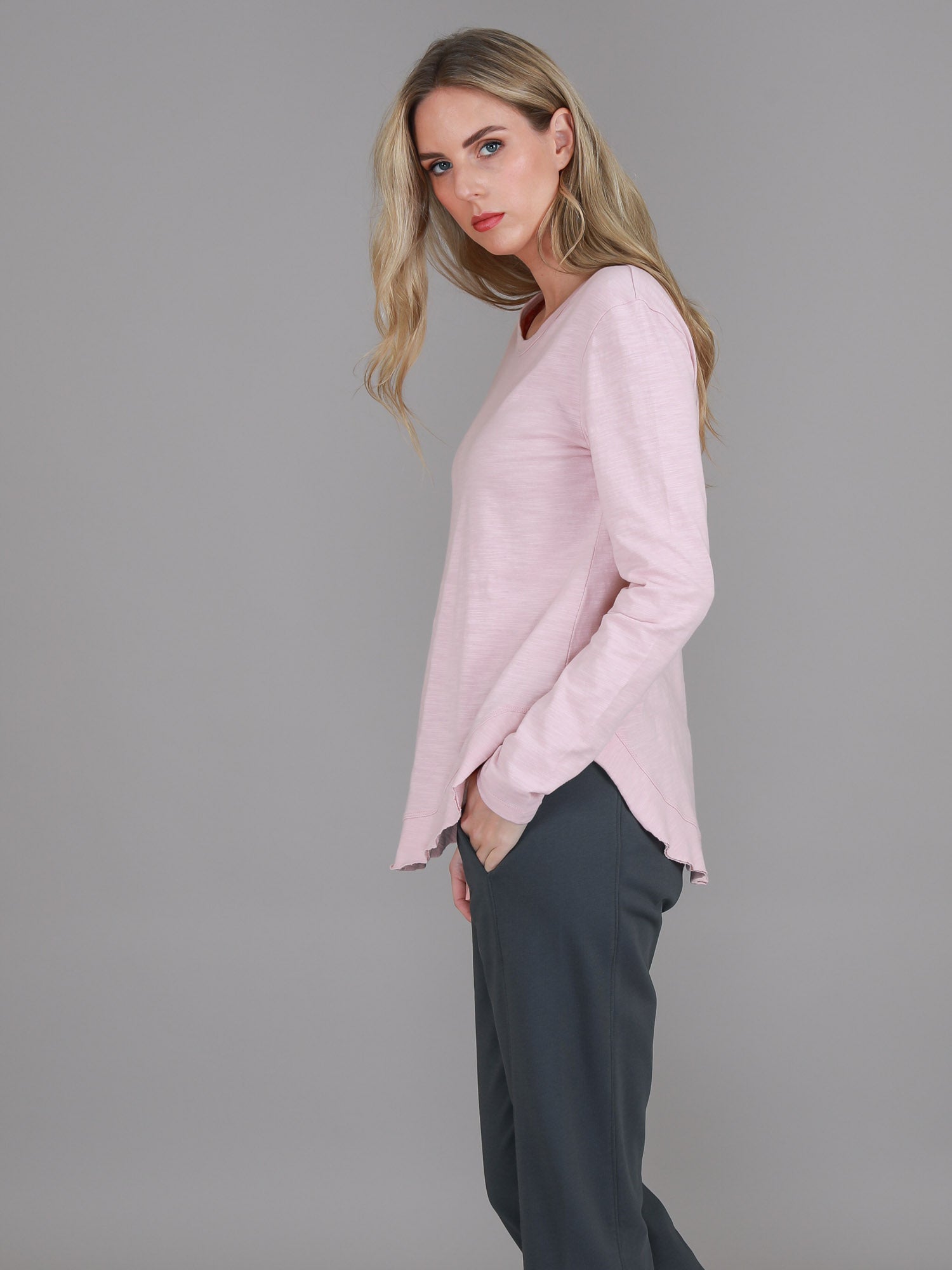 long sleeve cotton shirt #color_blush marle