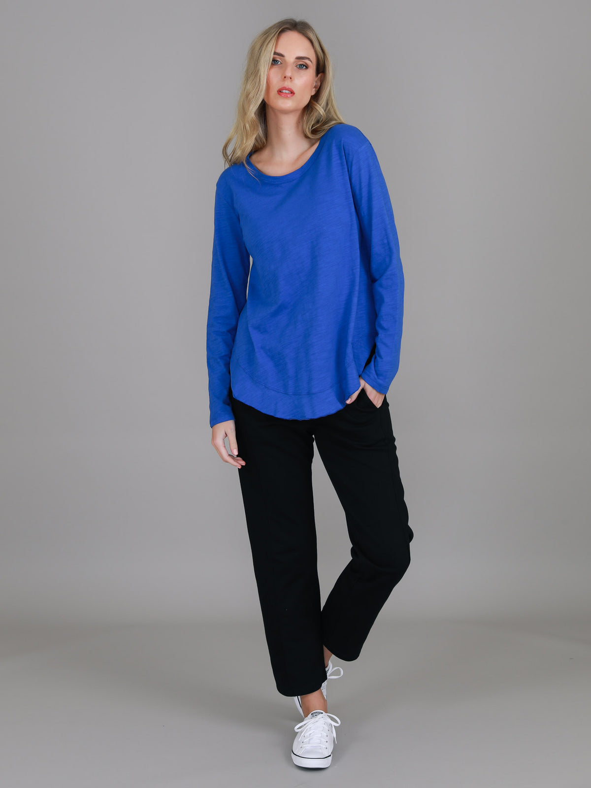 blue longline long sleeve tee