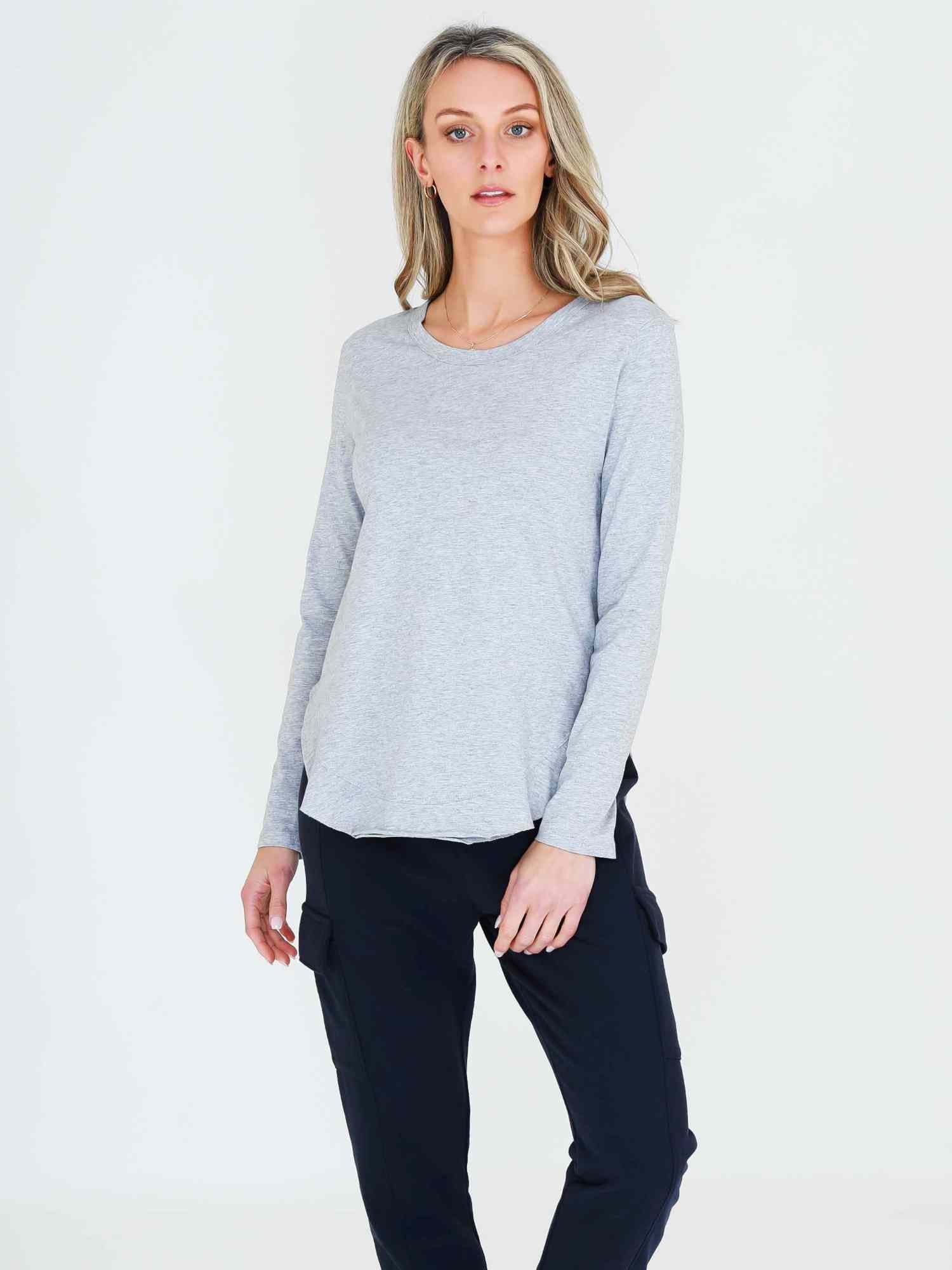 best women's long sleeve t-shirts #color_grey marle