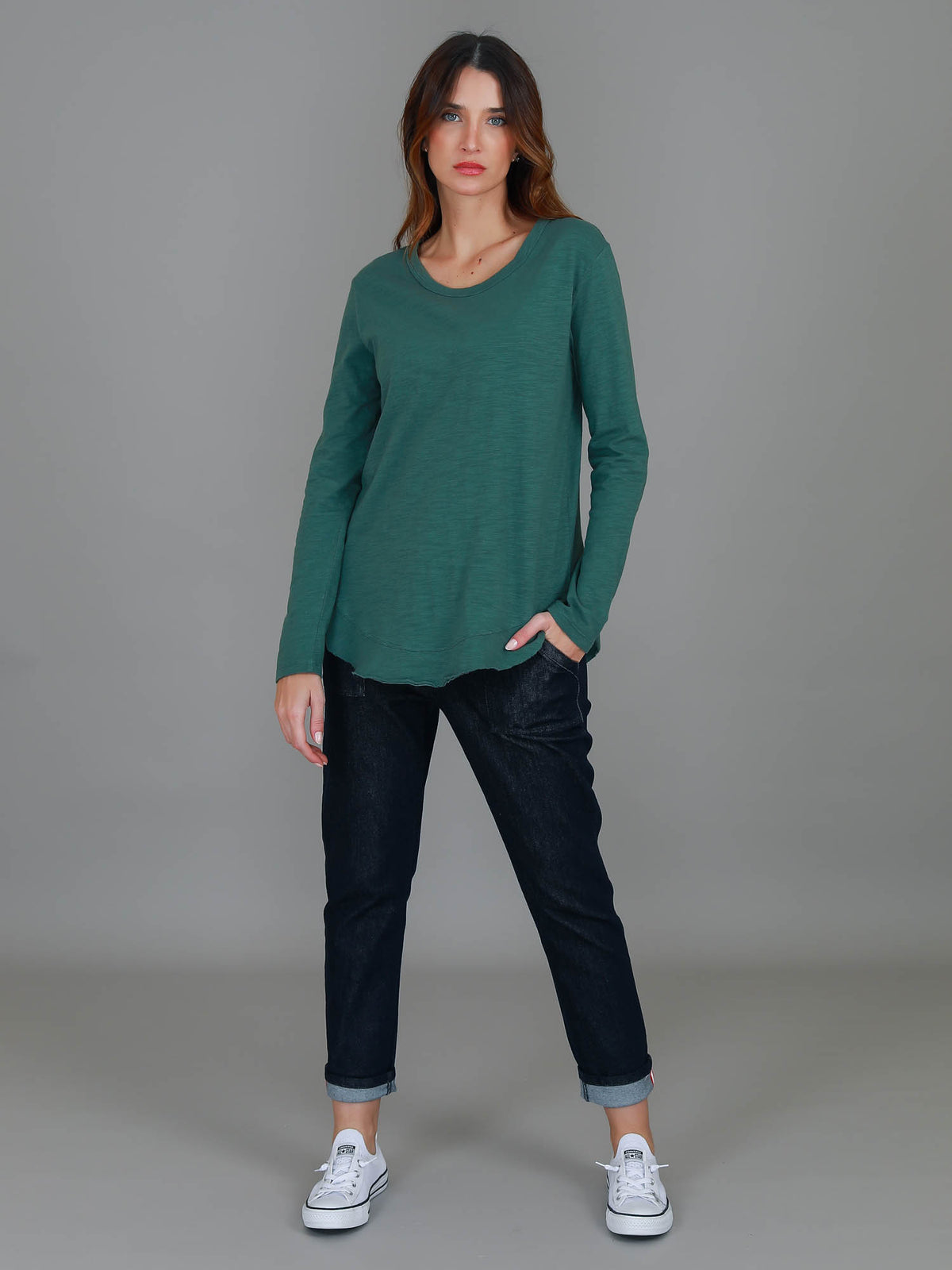 green longline long sleeve tee