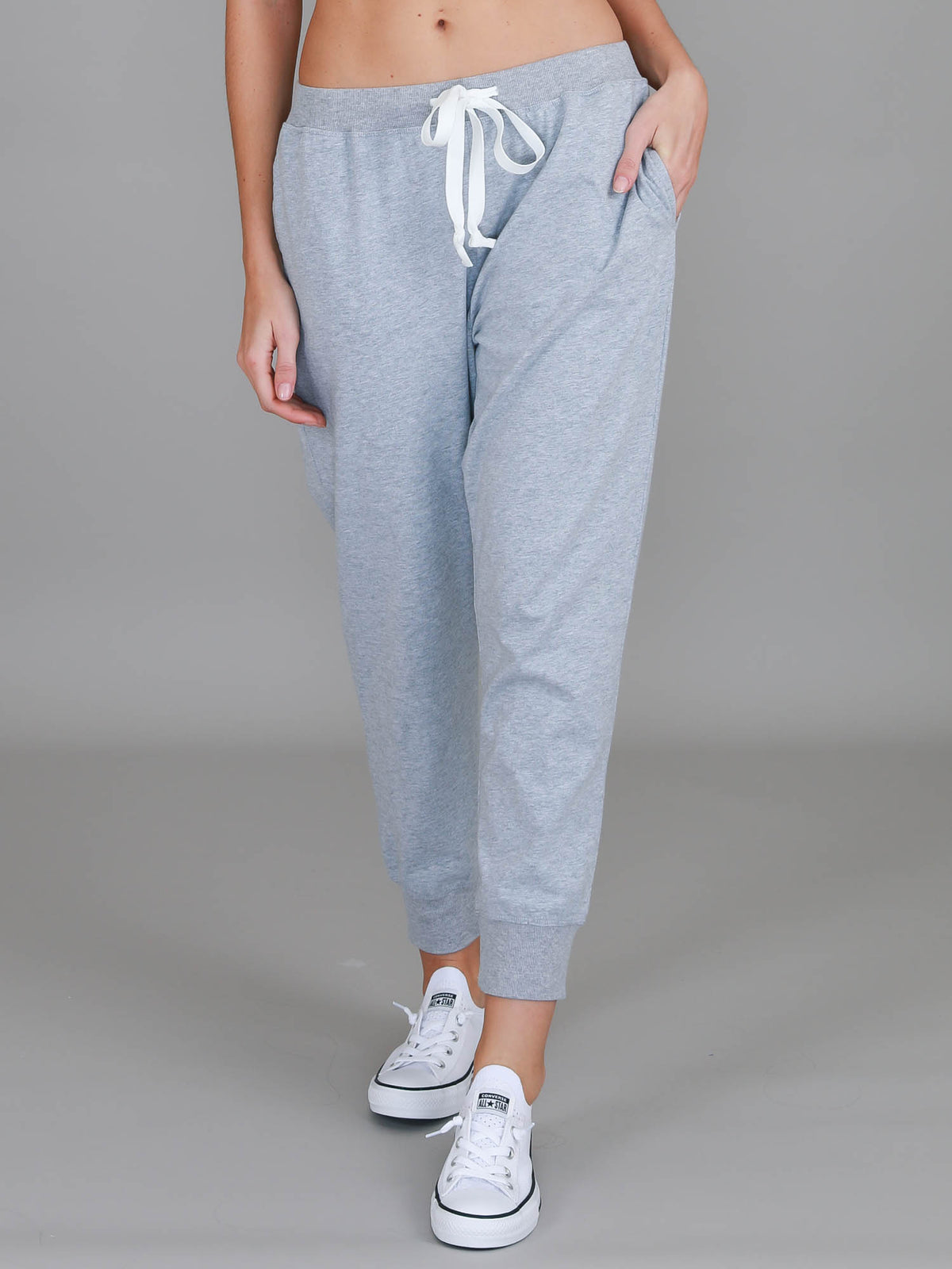 grey track pants