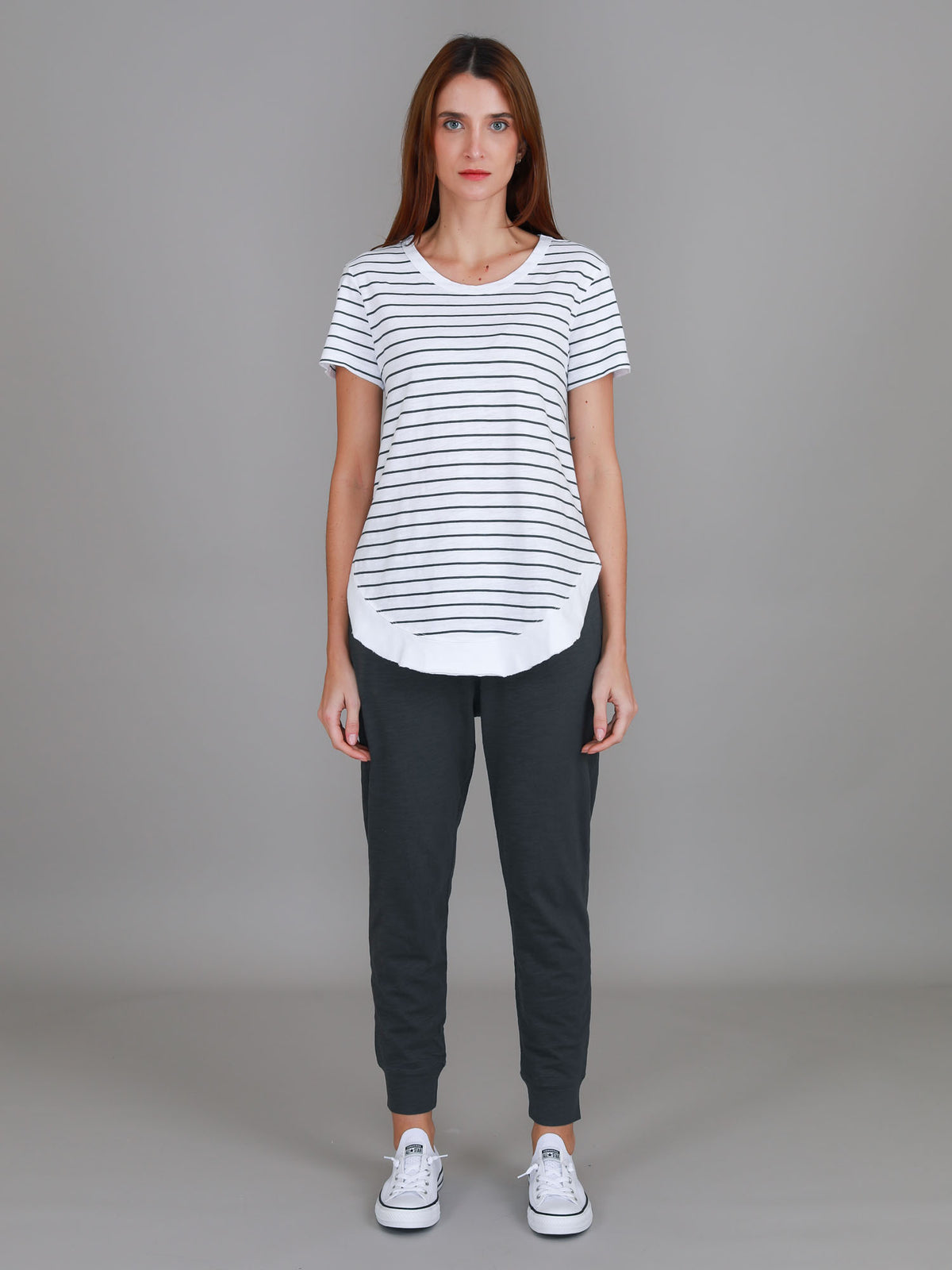 navy stripe tee women
