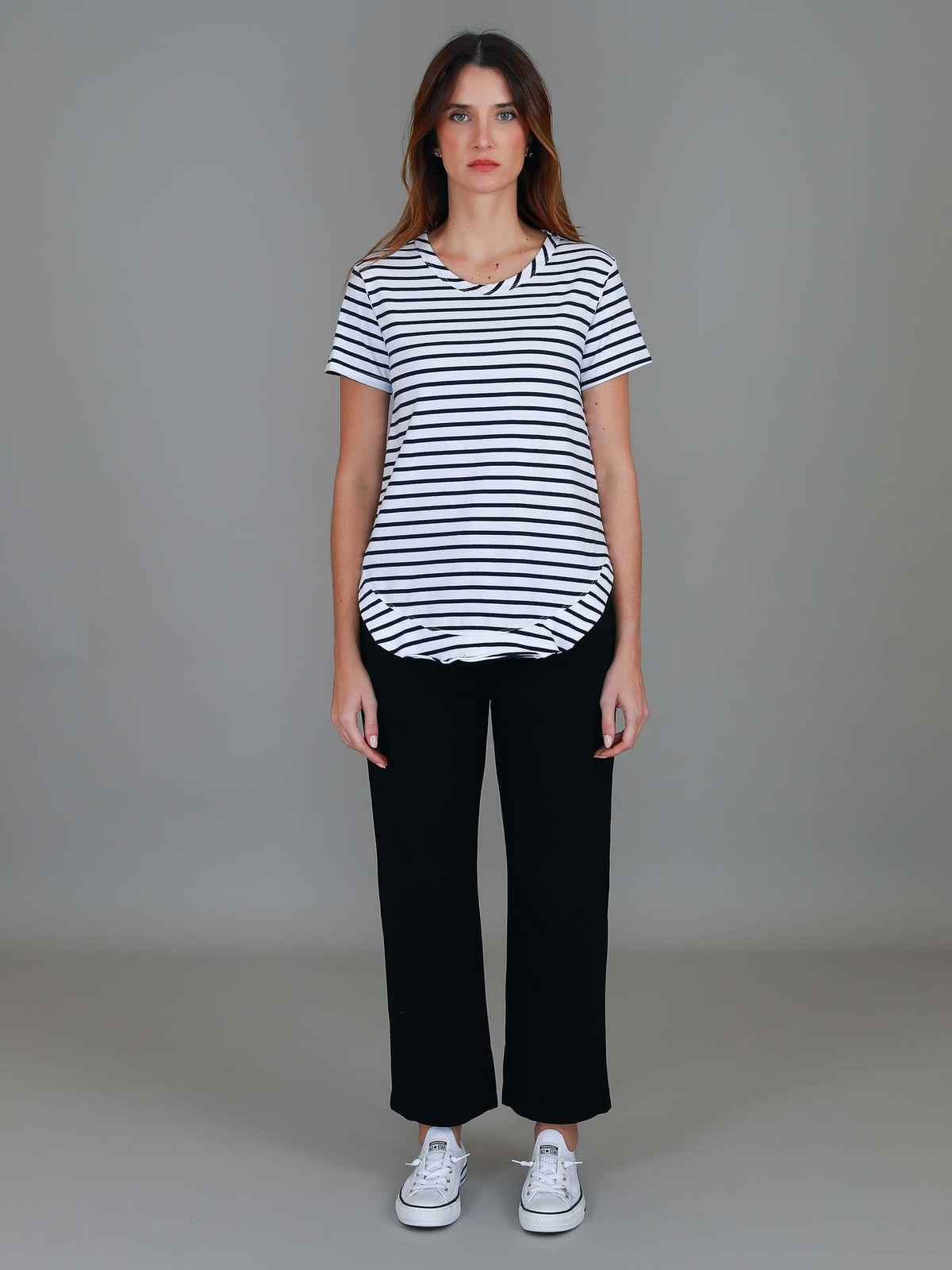 nautic stripe crew neck tee