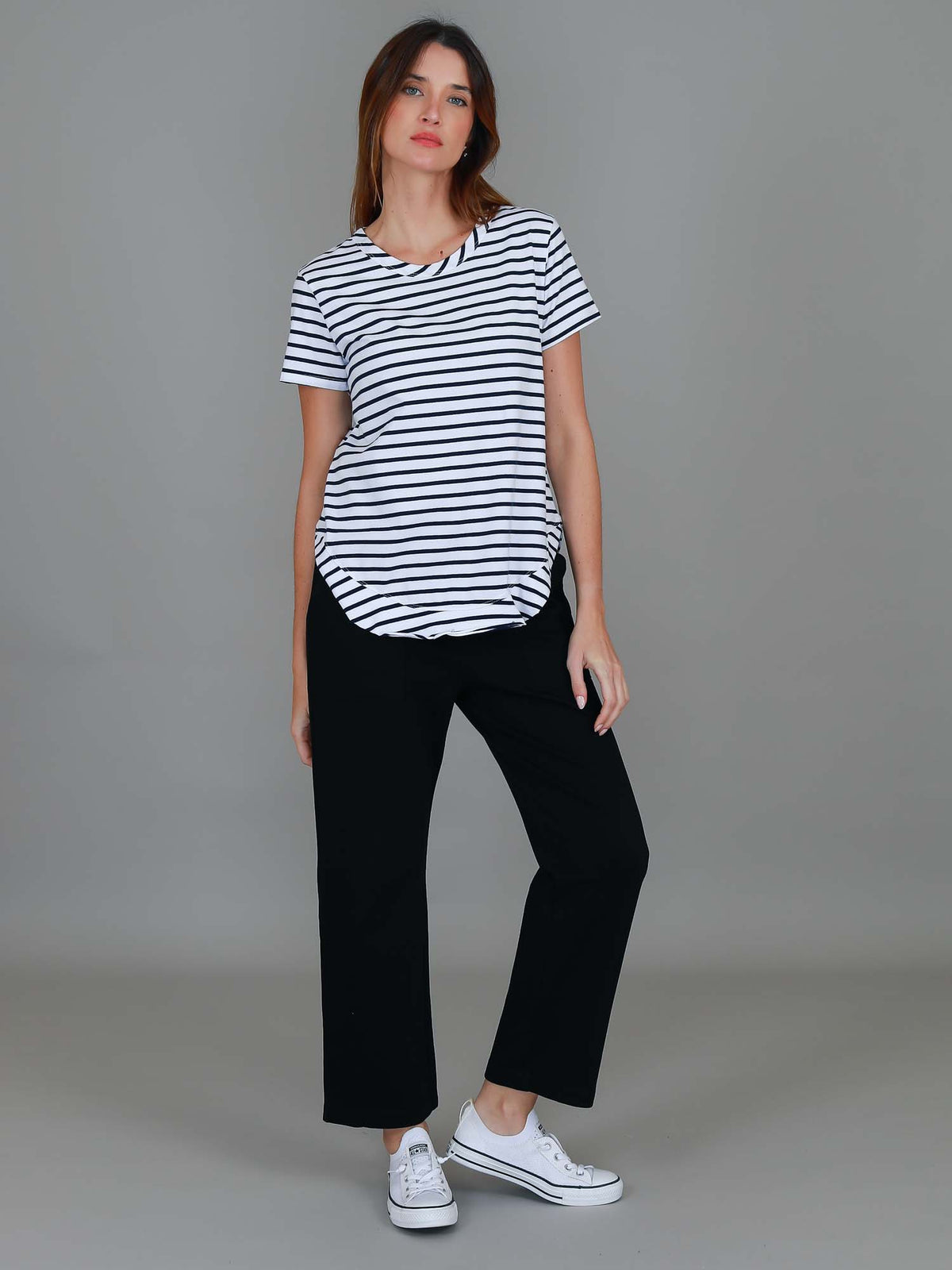 nautic stripe curved hem tee