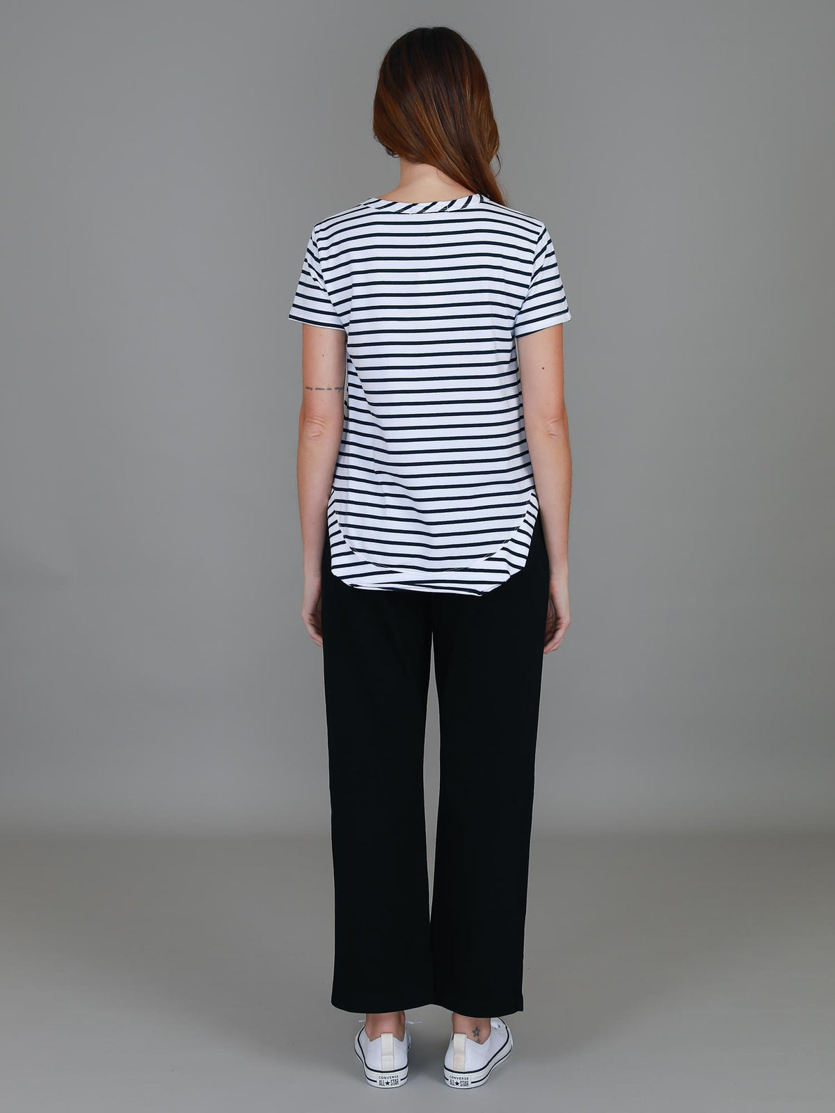 blue white striped tee