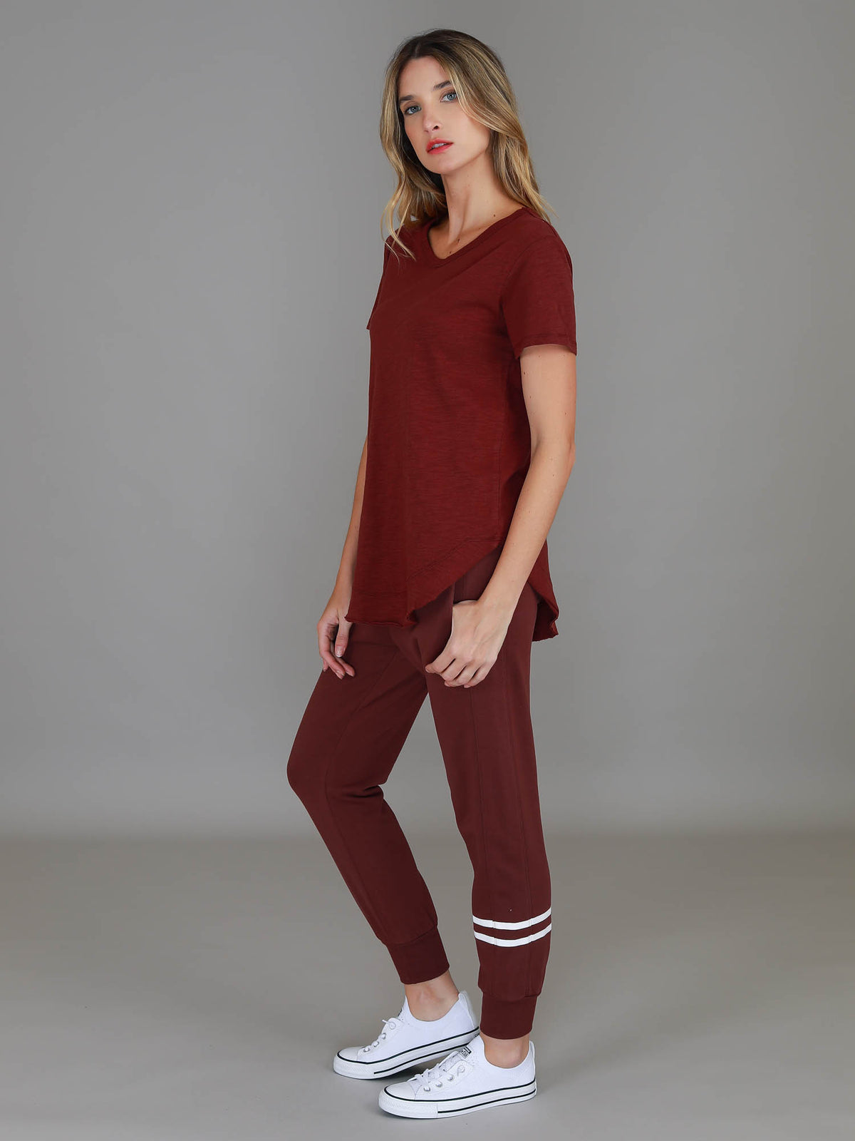 wine red t shirt