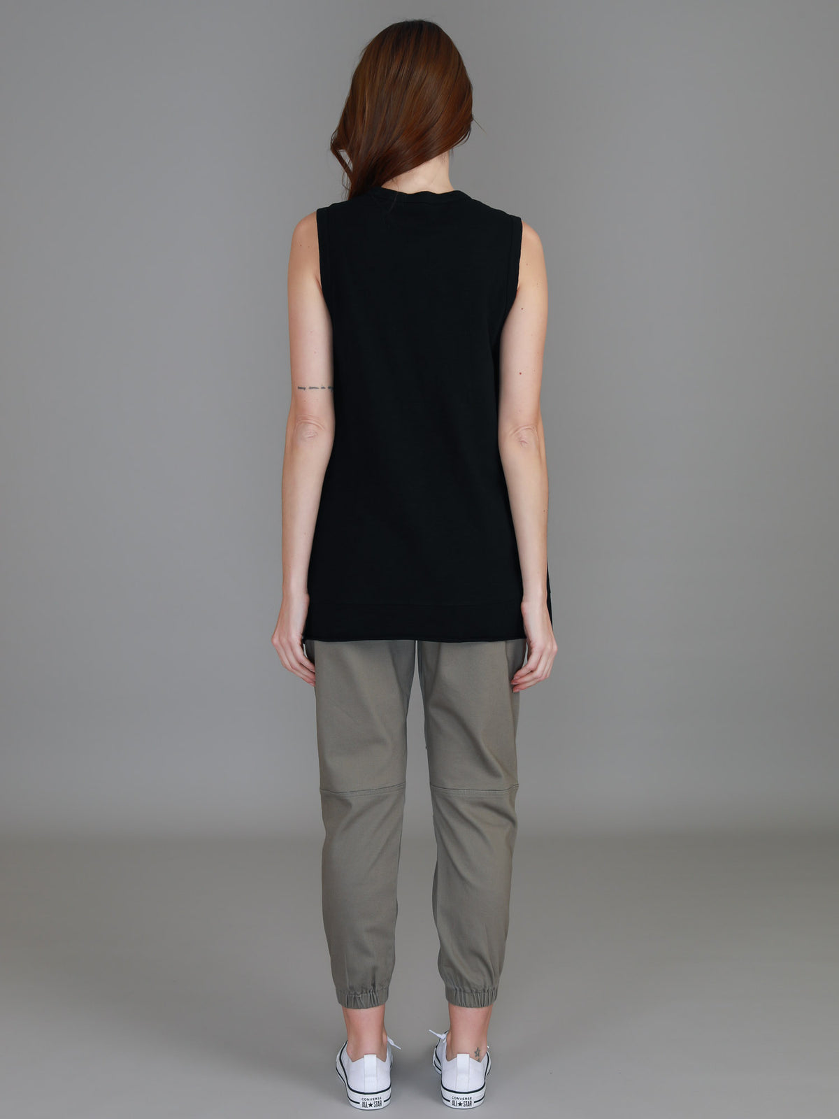 black cotton crew tank