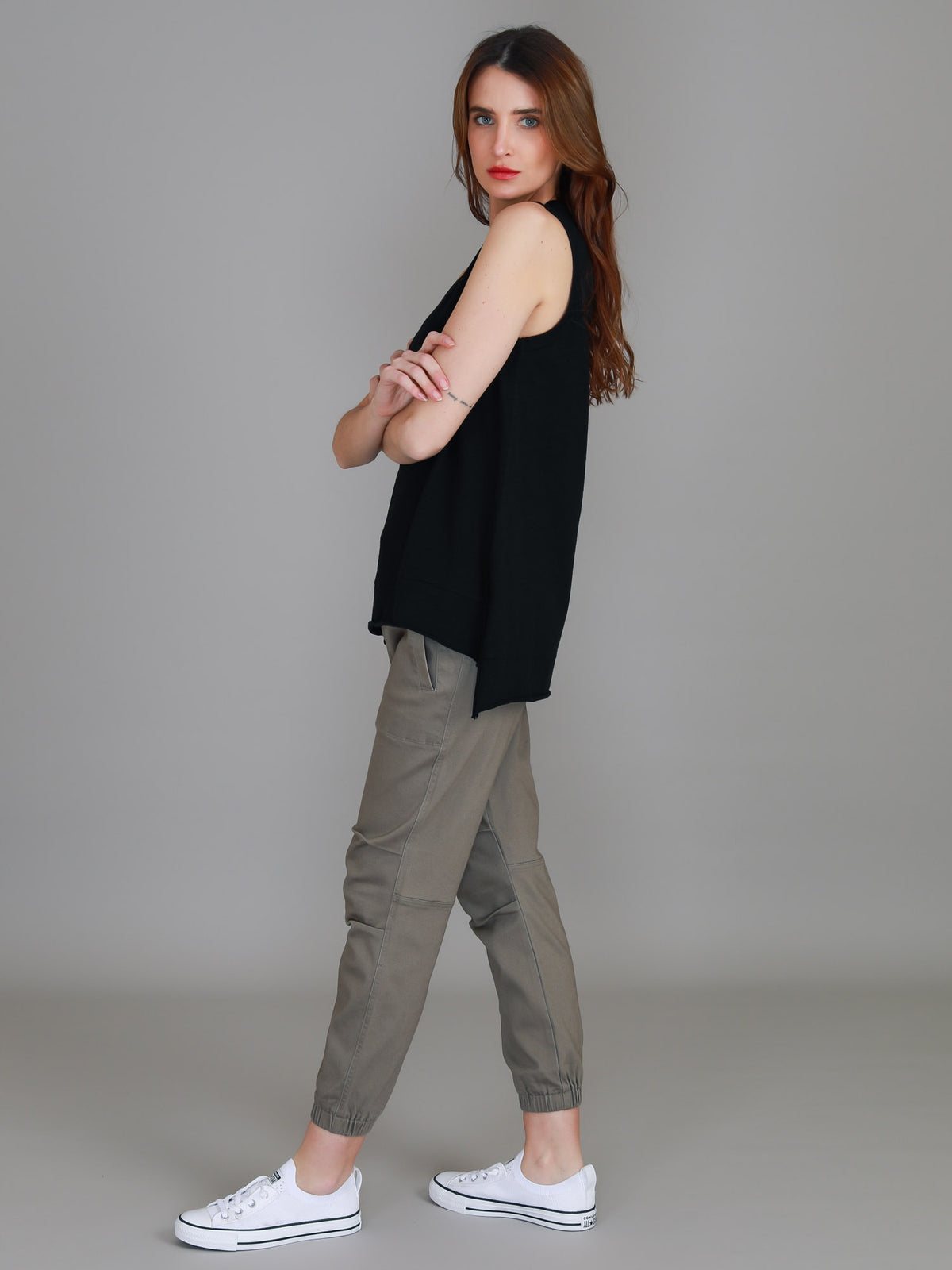 black wide strap singlet