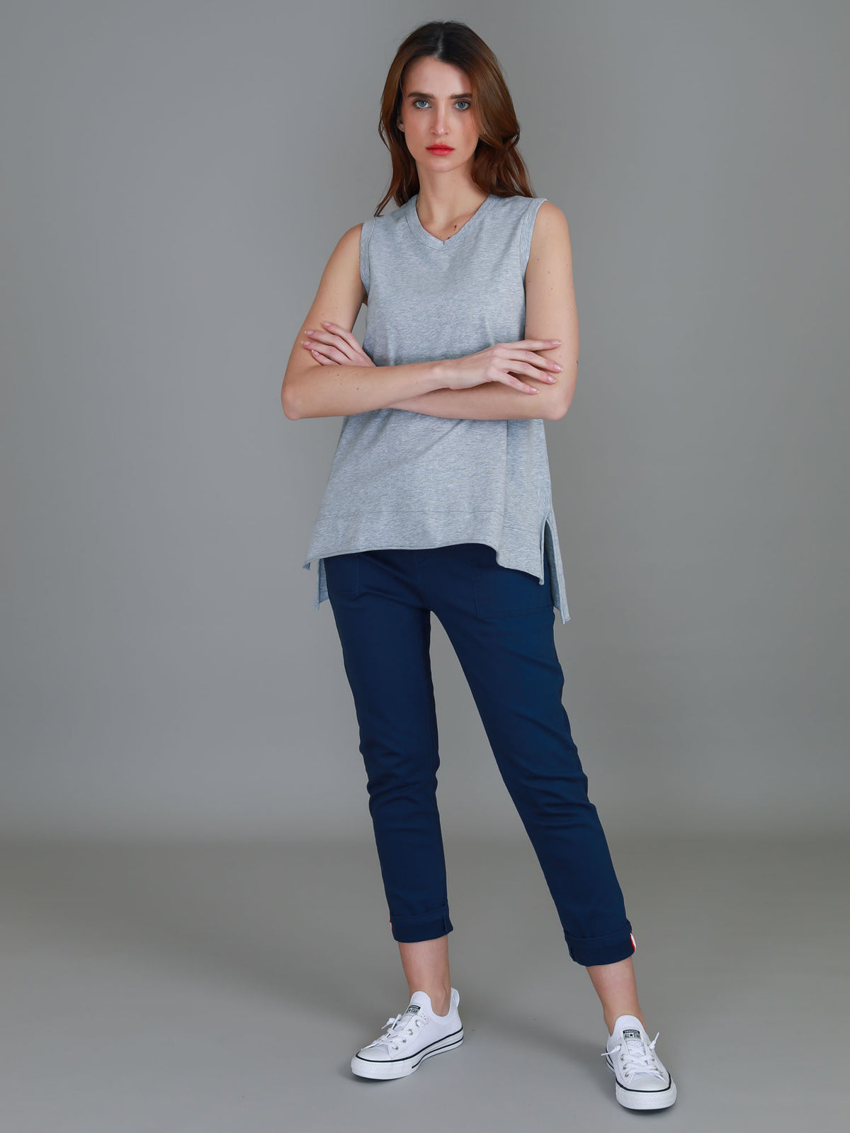 grey side split tank