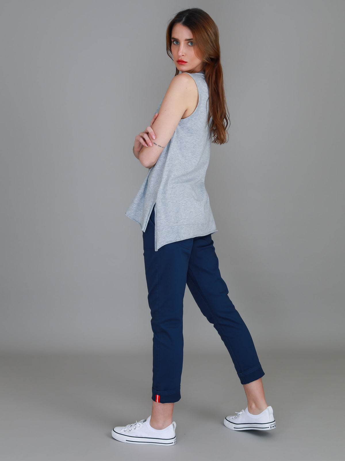 grey wide strap singlet
