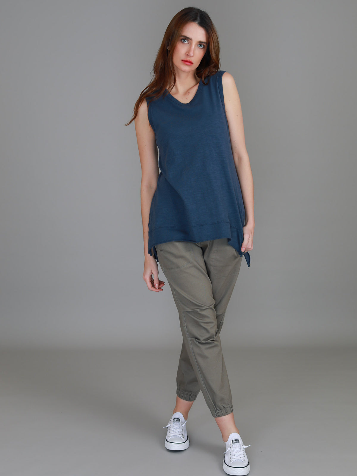 navy crew neck singlet