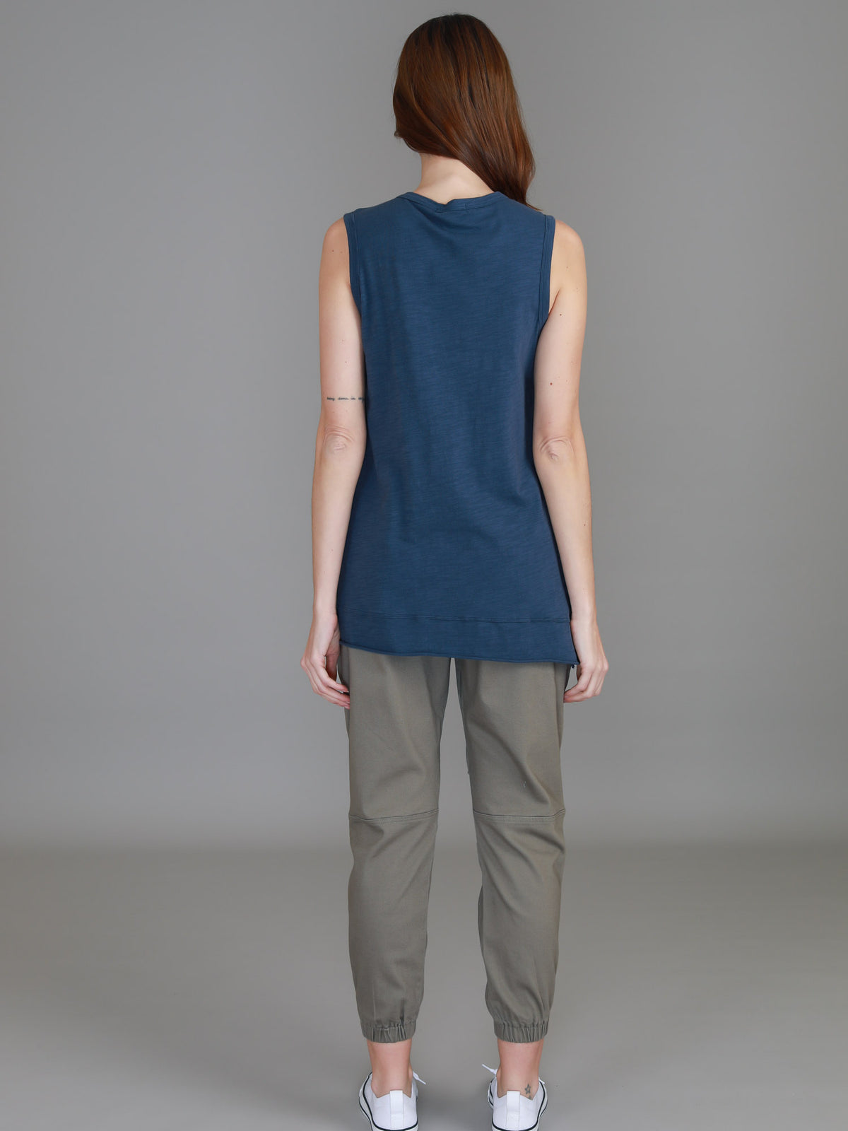 navy sleeveless crew tank