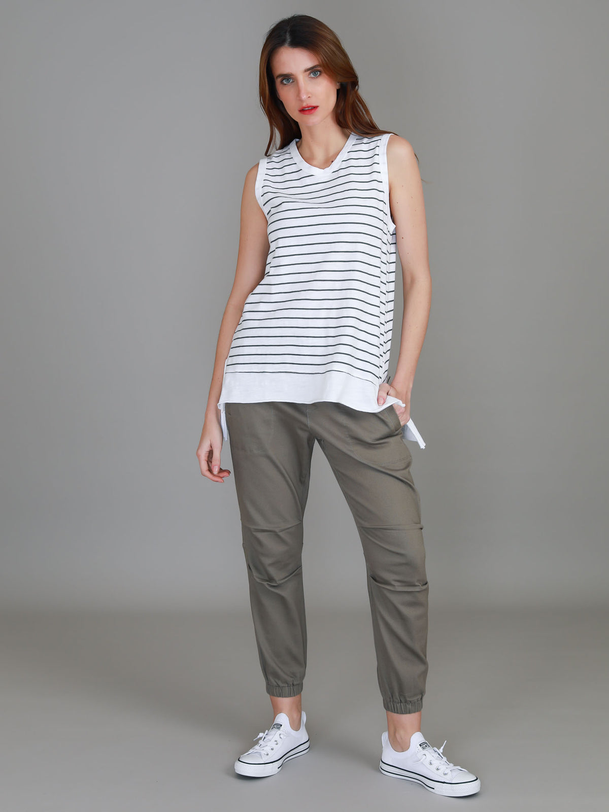 stripe side split tank
