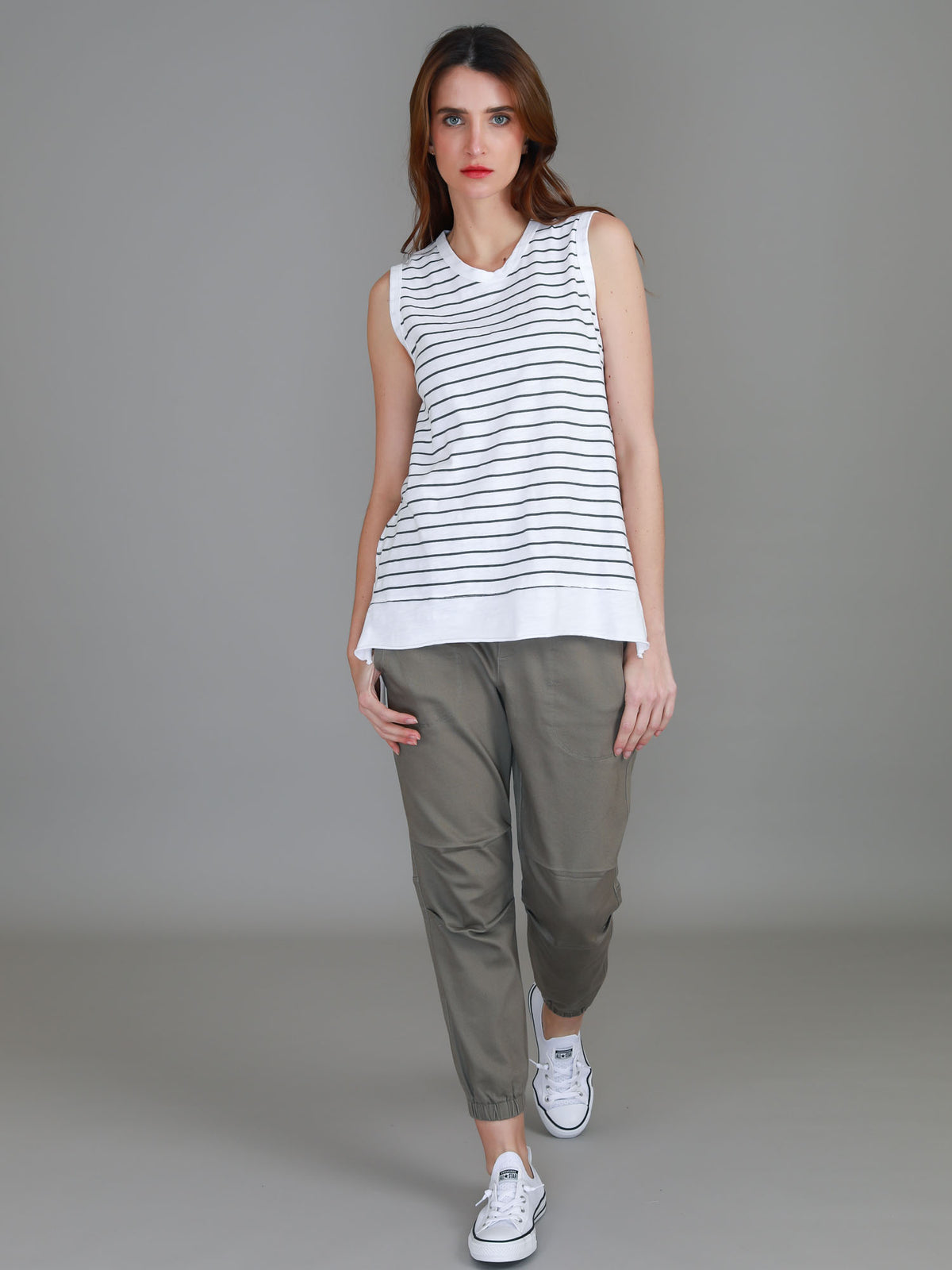 stripe wide strap singlet