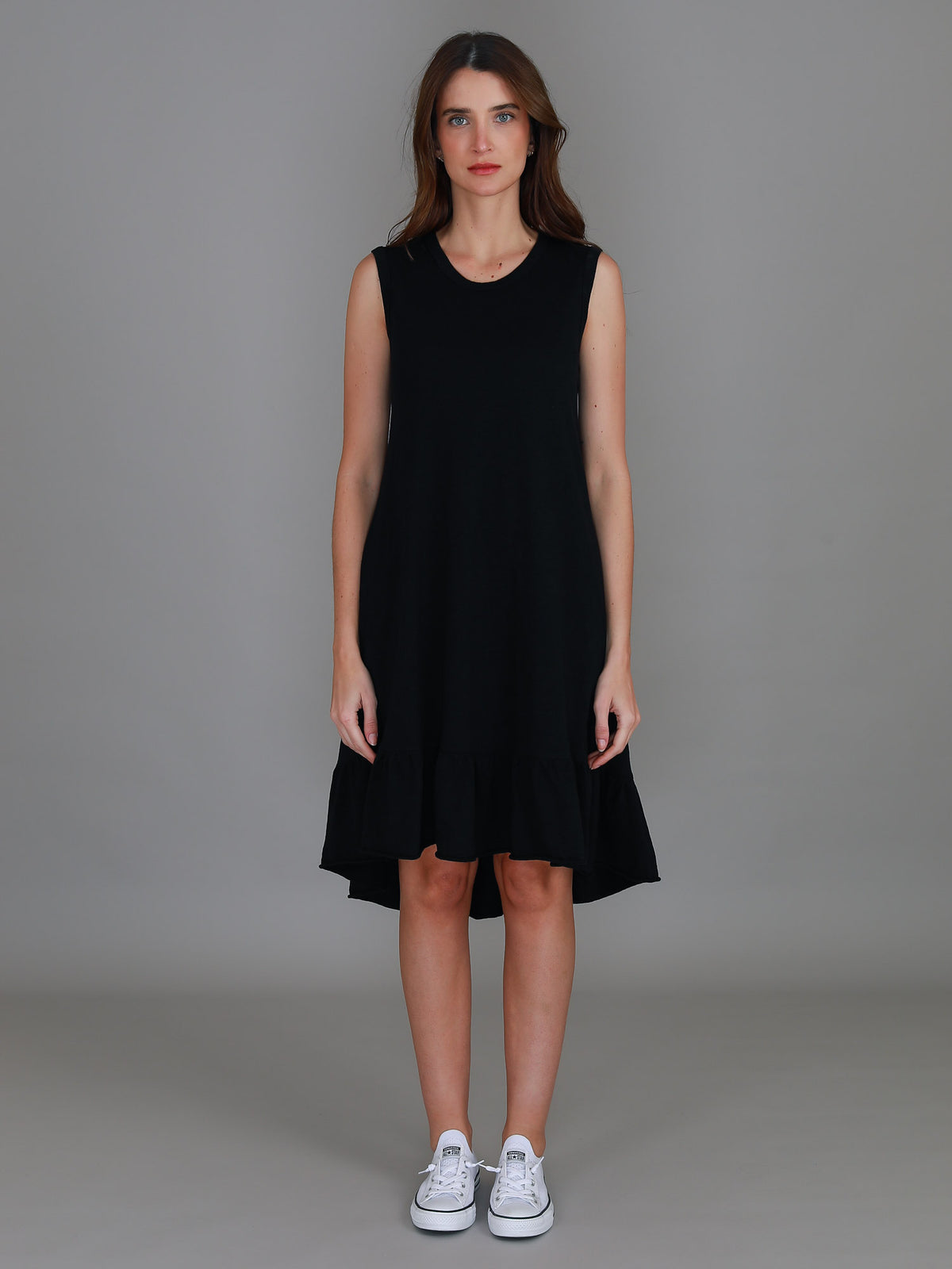 black frill hem dress