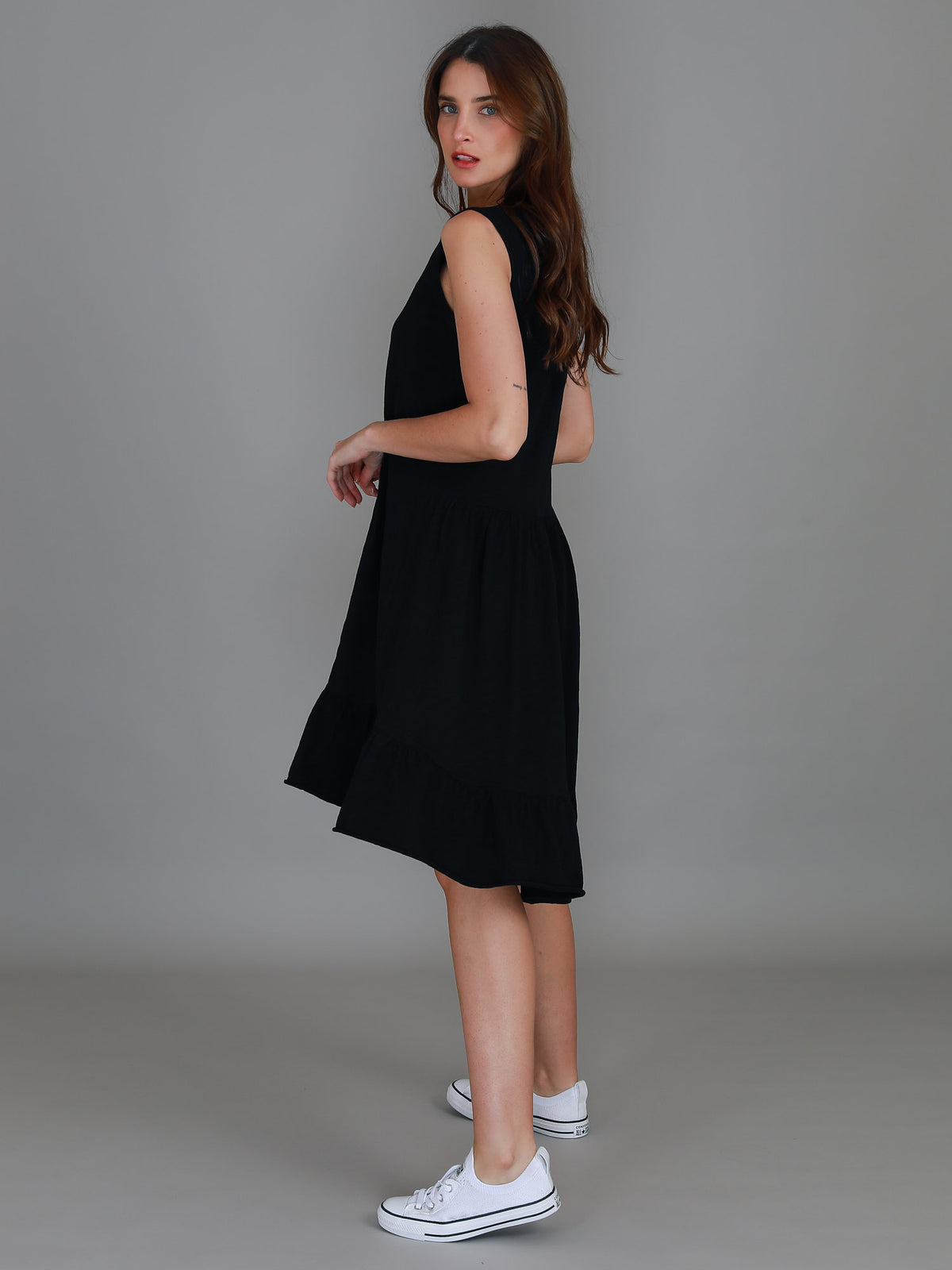 black ruffle dress women