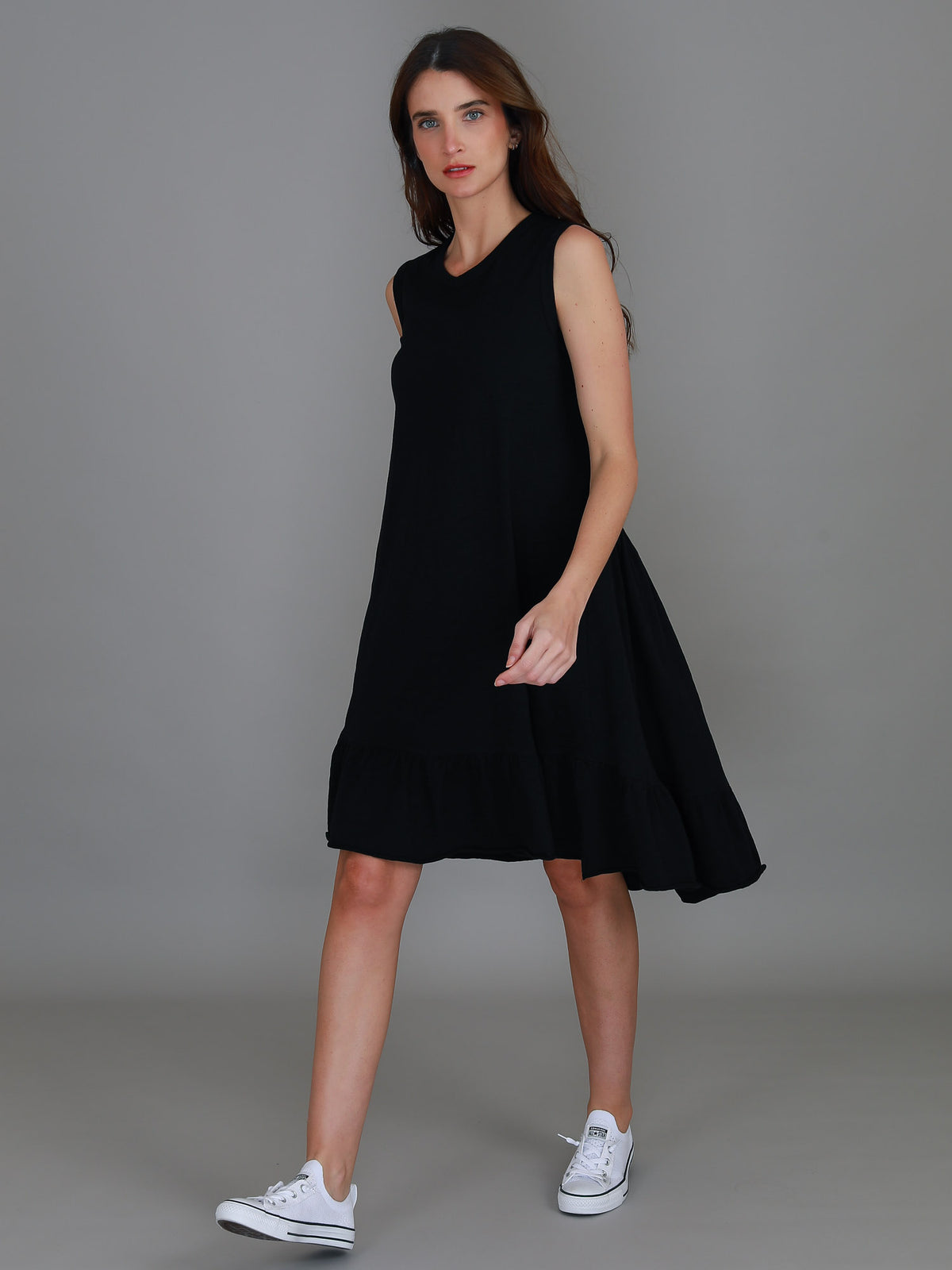 black high low dress women