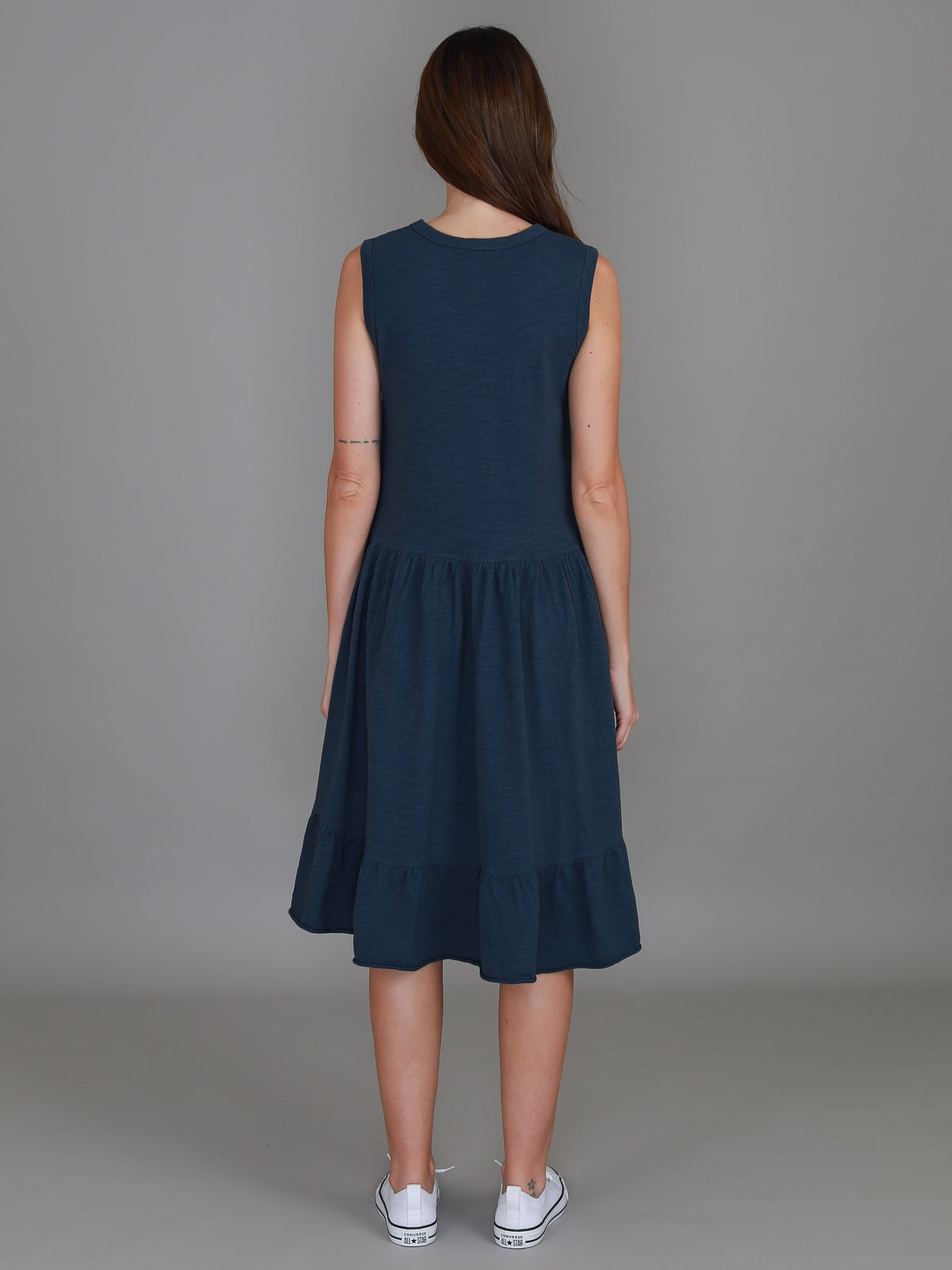 navy sleeveless dress women