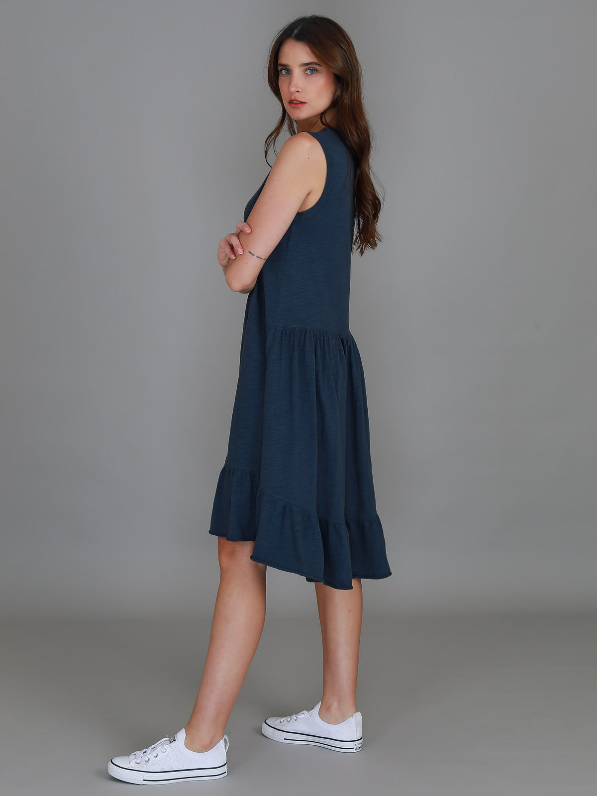 indigo sleeveless dress women