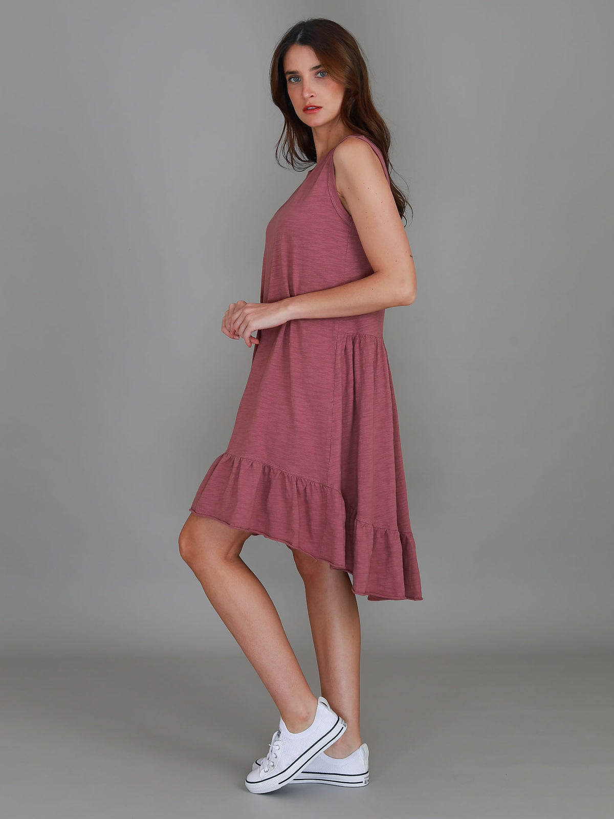 purple sleeveless dress women