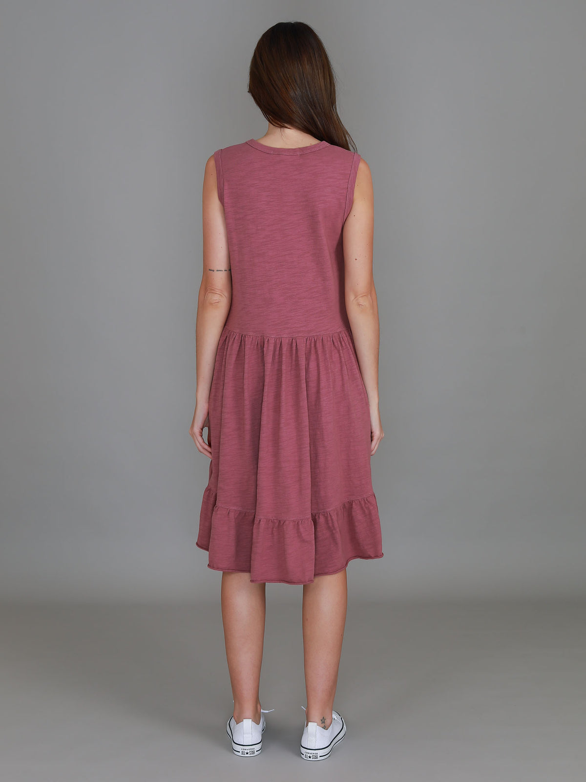 plum ruffle dress women
