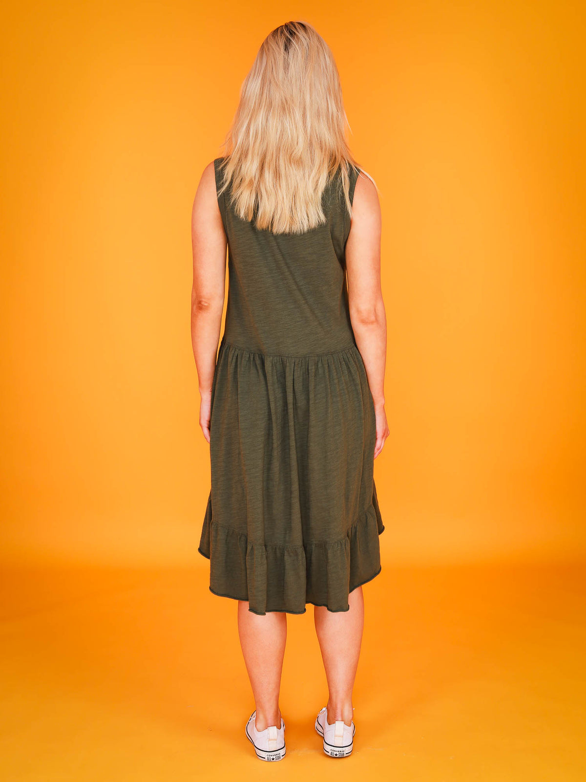 khaki high low dress