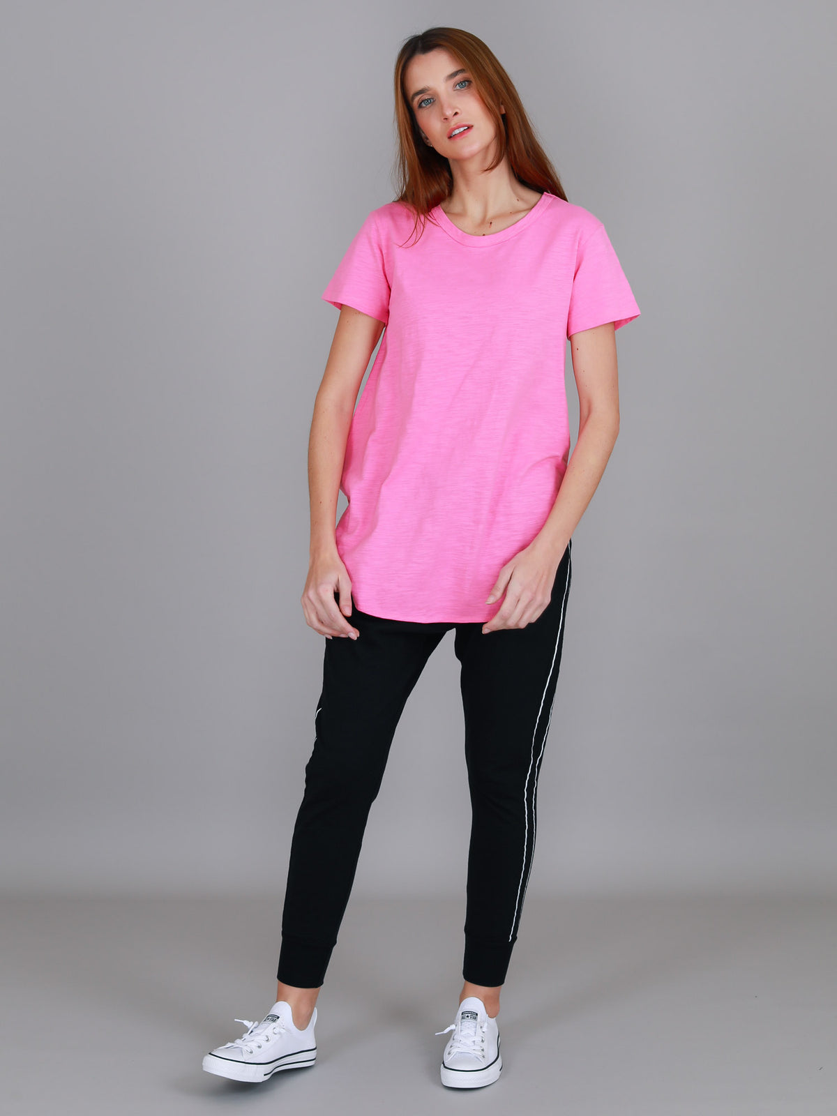 pink longline t shirt