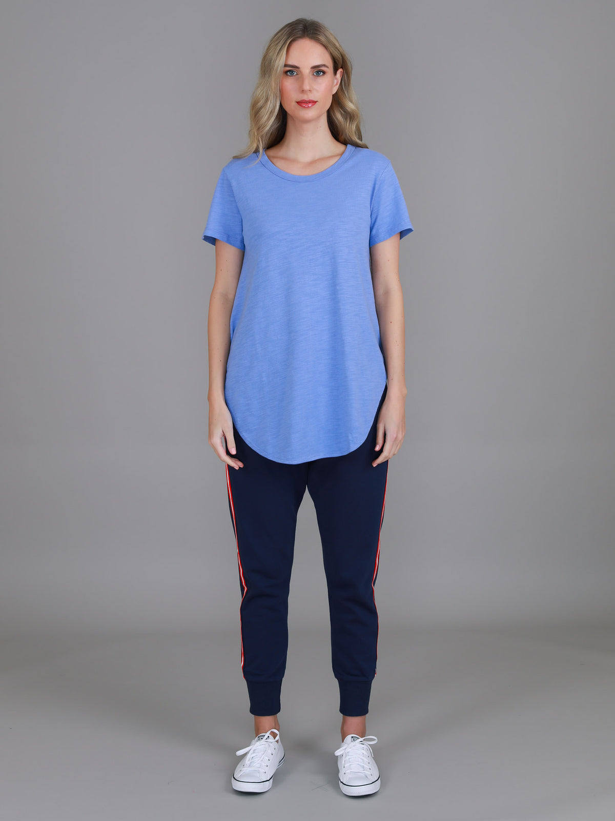 purple crew neck t shirt